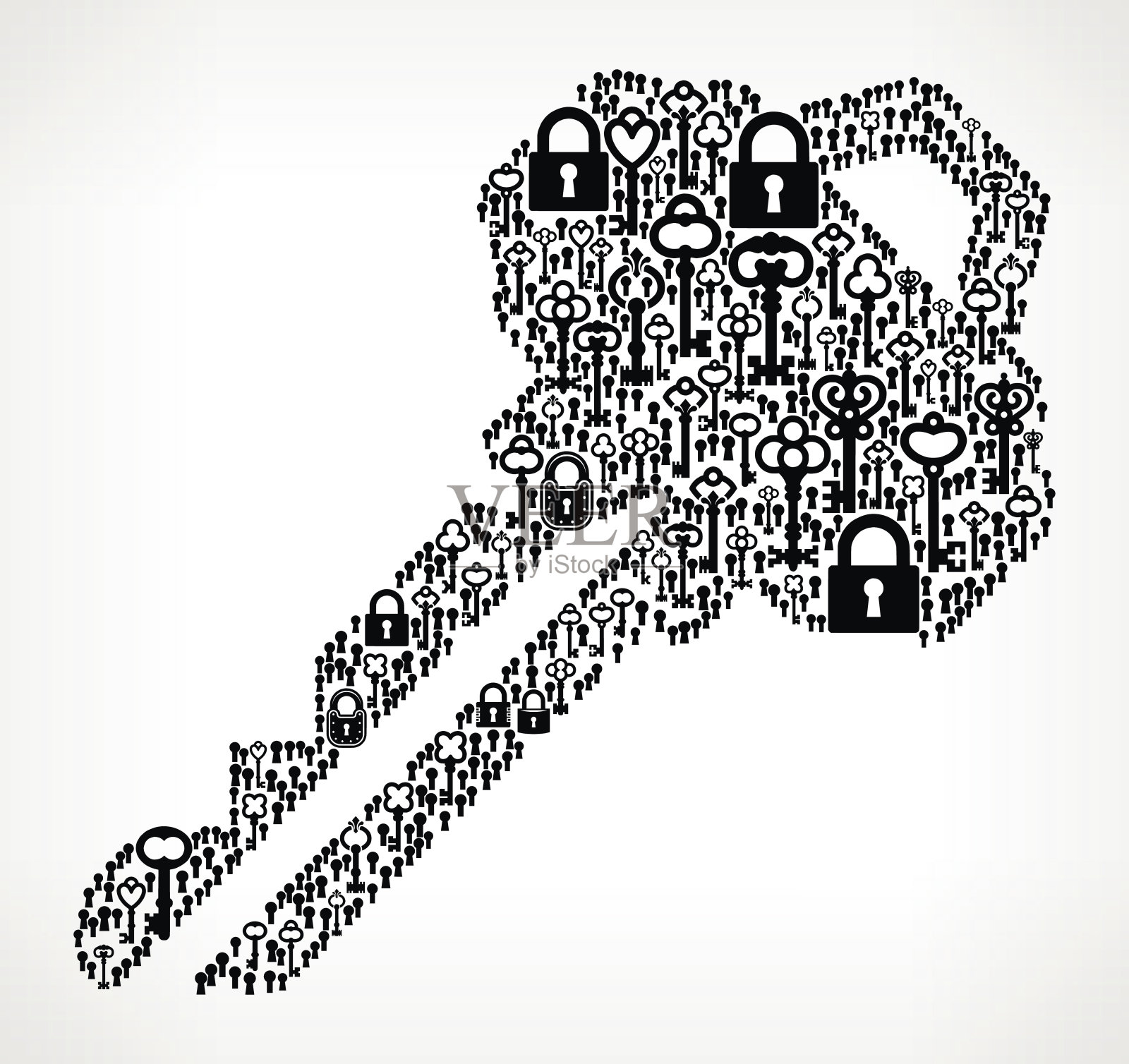 家居钥匙古董钥匙黑白矢量图案设计元素图片