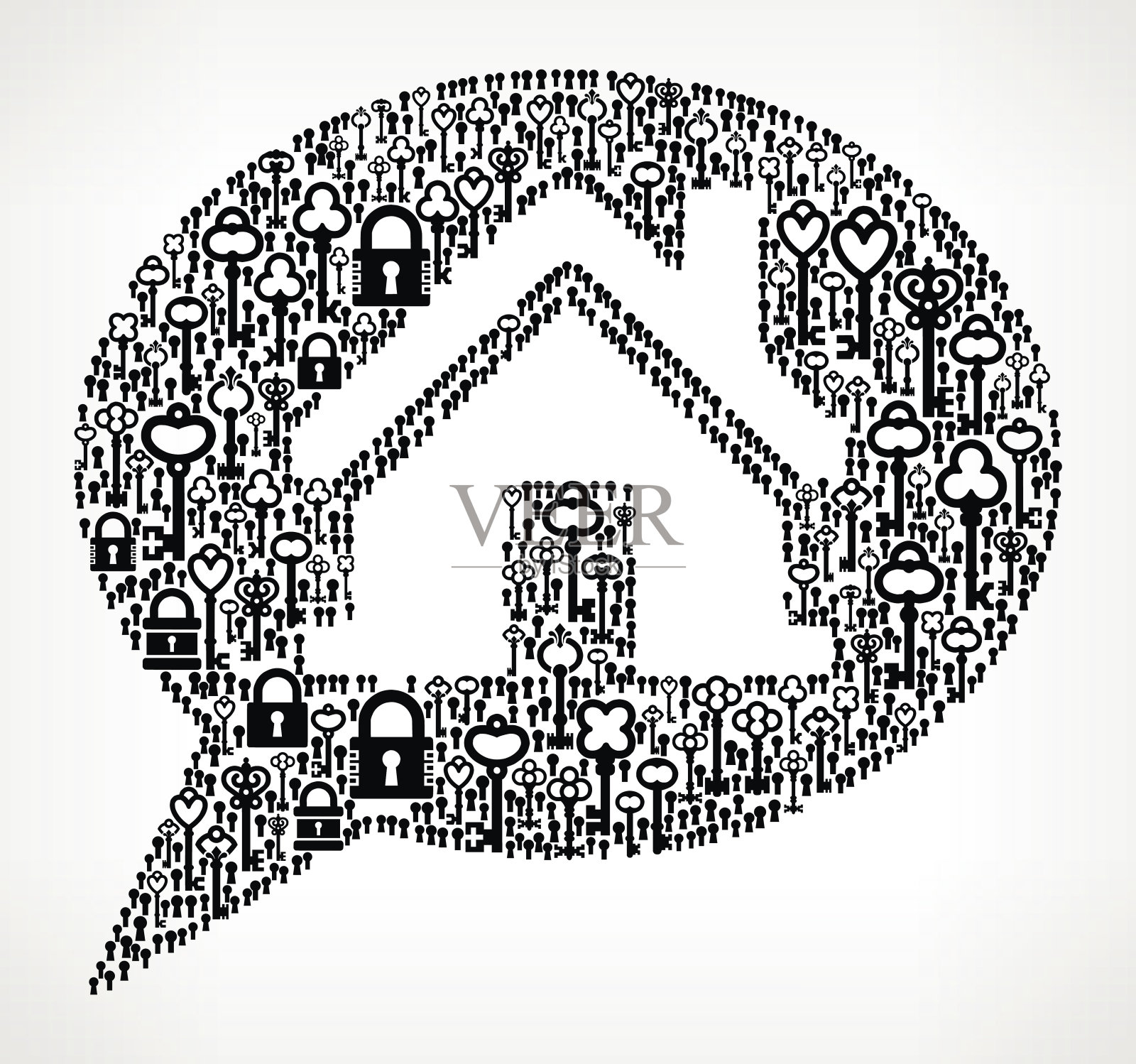 房地产谈话古董钥匙黑白矢量模式插画图片素材