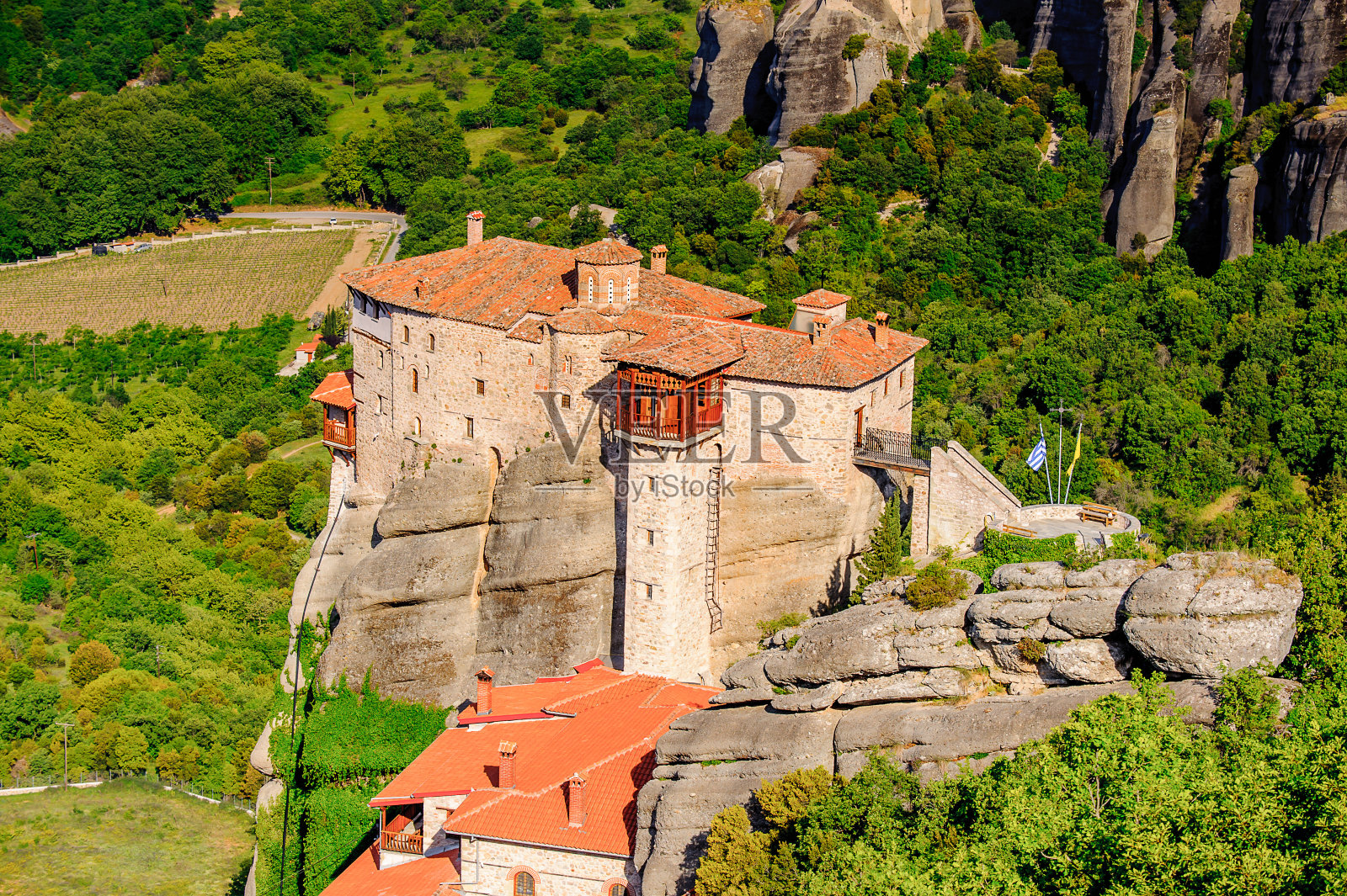 希腊塞萨利迈特拉山的修道院建筑群。联合国教科文组织世界遗产照片摄影图片