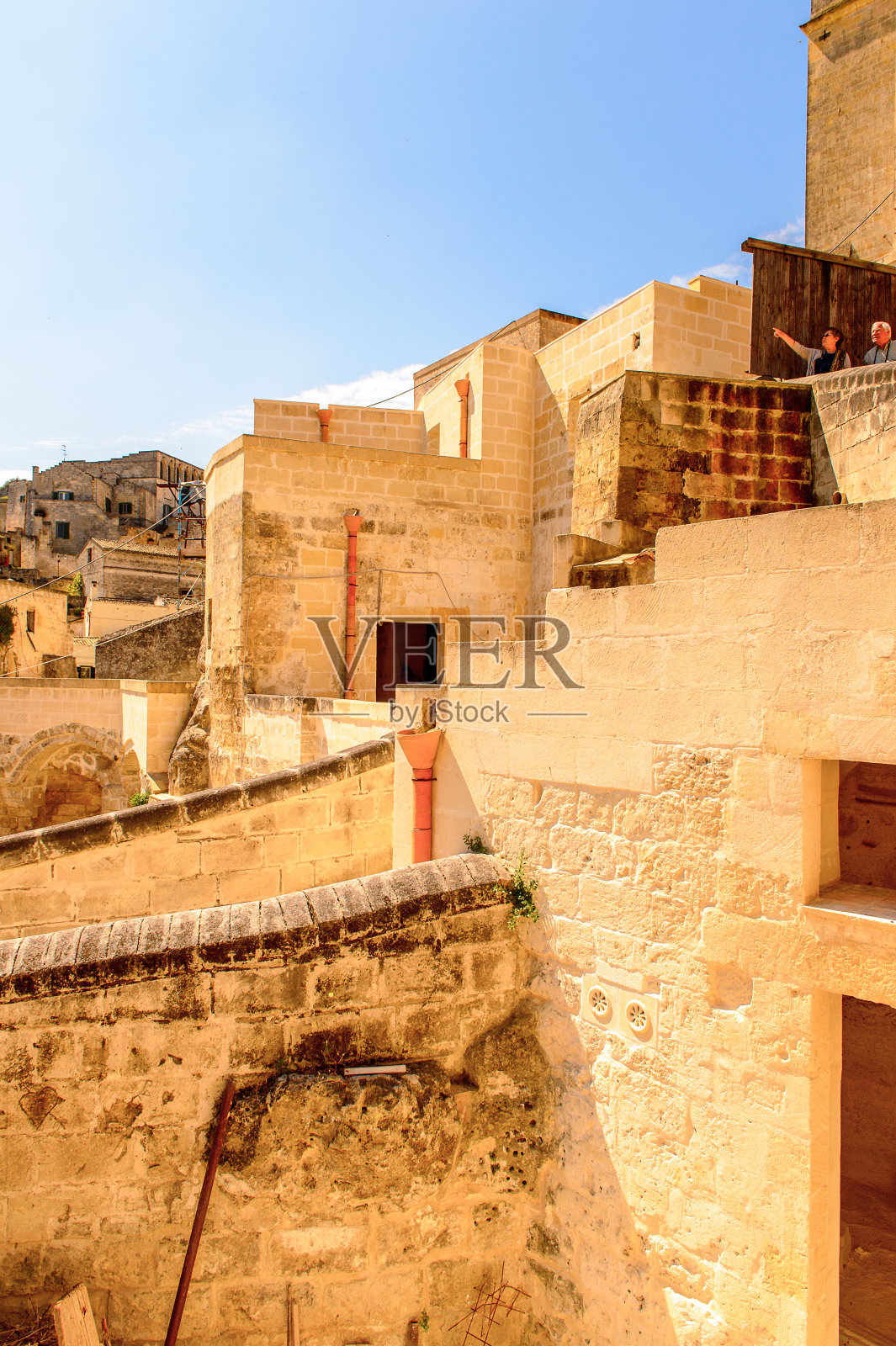 意大利普利亚马泰拉的房屋。萨西和马泰拉鲁佩斯特教堂公园。联合国教科文组织世界遗产照片摄影图片