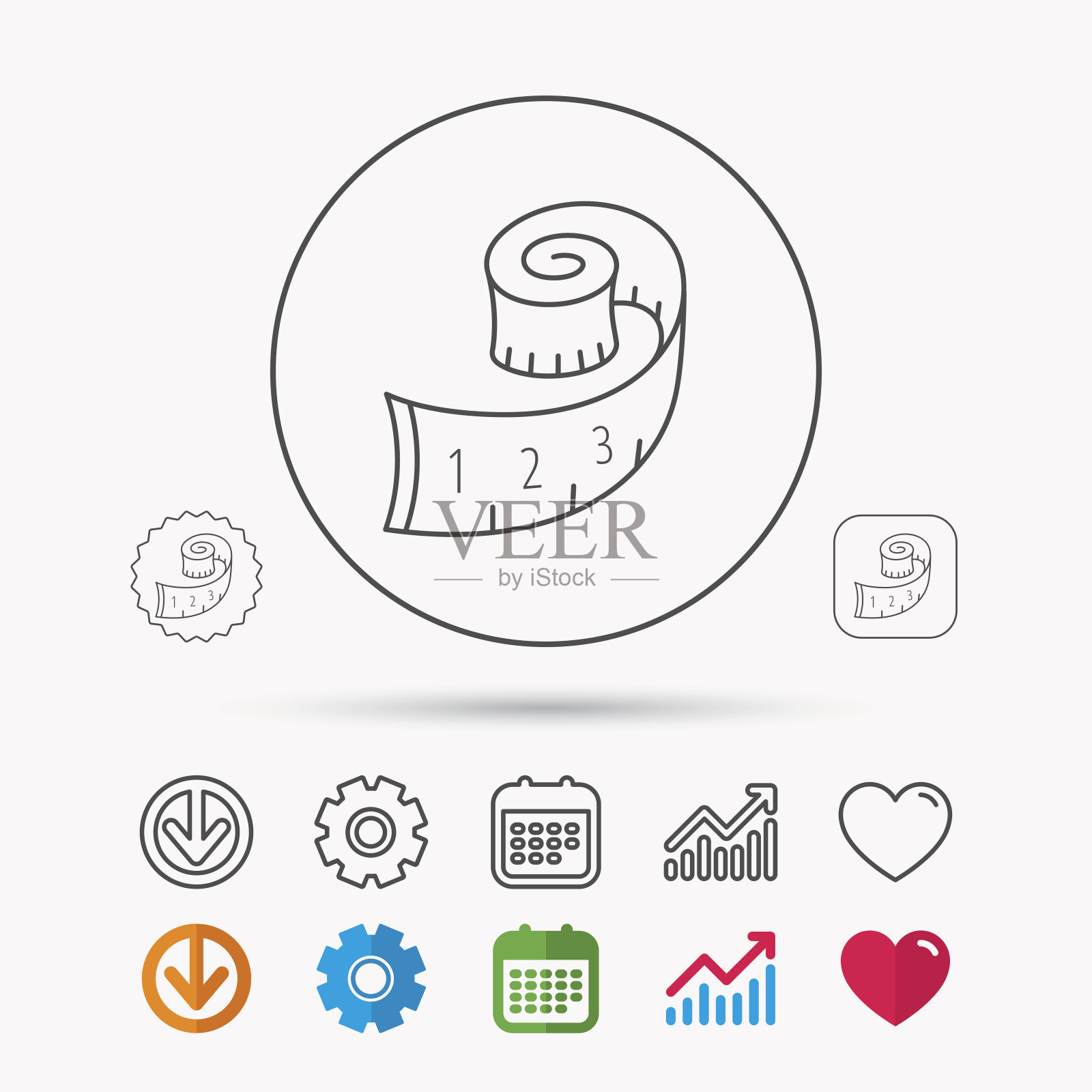 卷尺图标。体重减轻的迹象。图标素材
