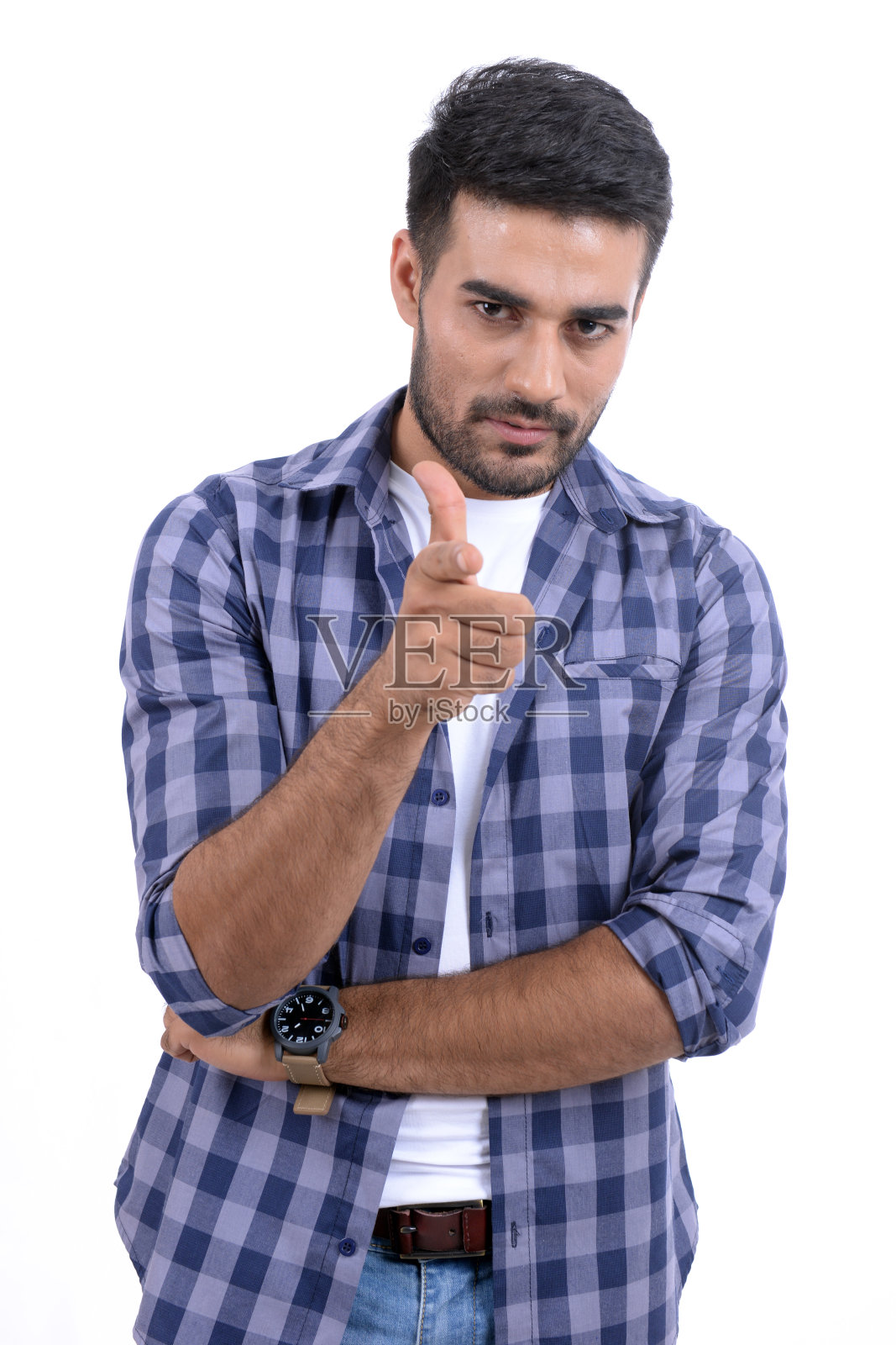 在白色背景上有着不同表情的英俊男子。照片摄影图片