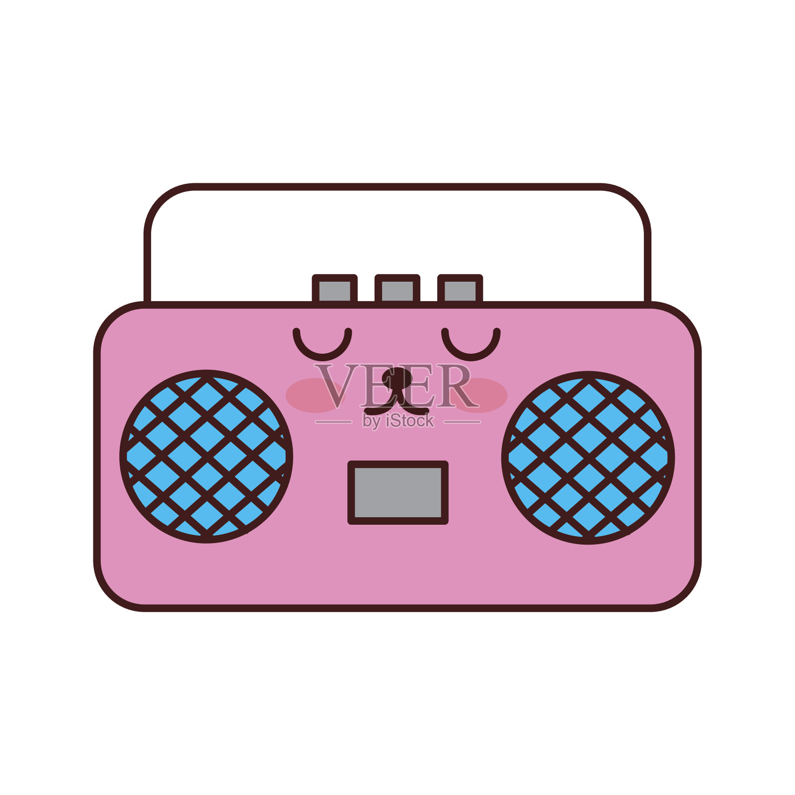 广播音乐播放器卡哇伊性格插画图片素材