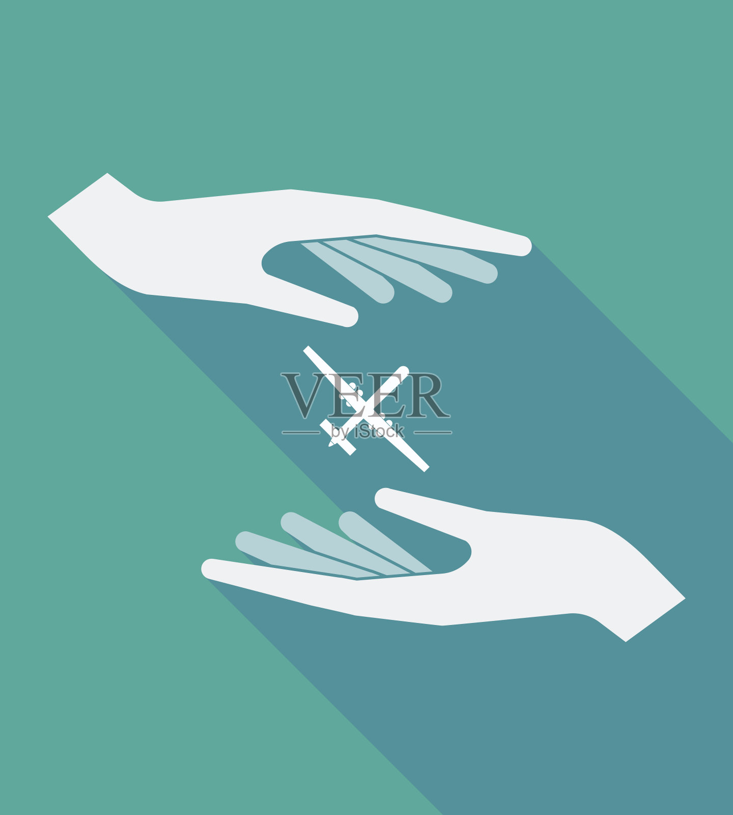 长影子手与战争无人机插画图片素材