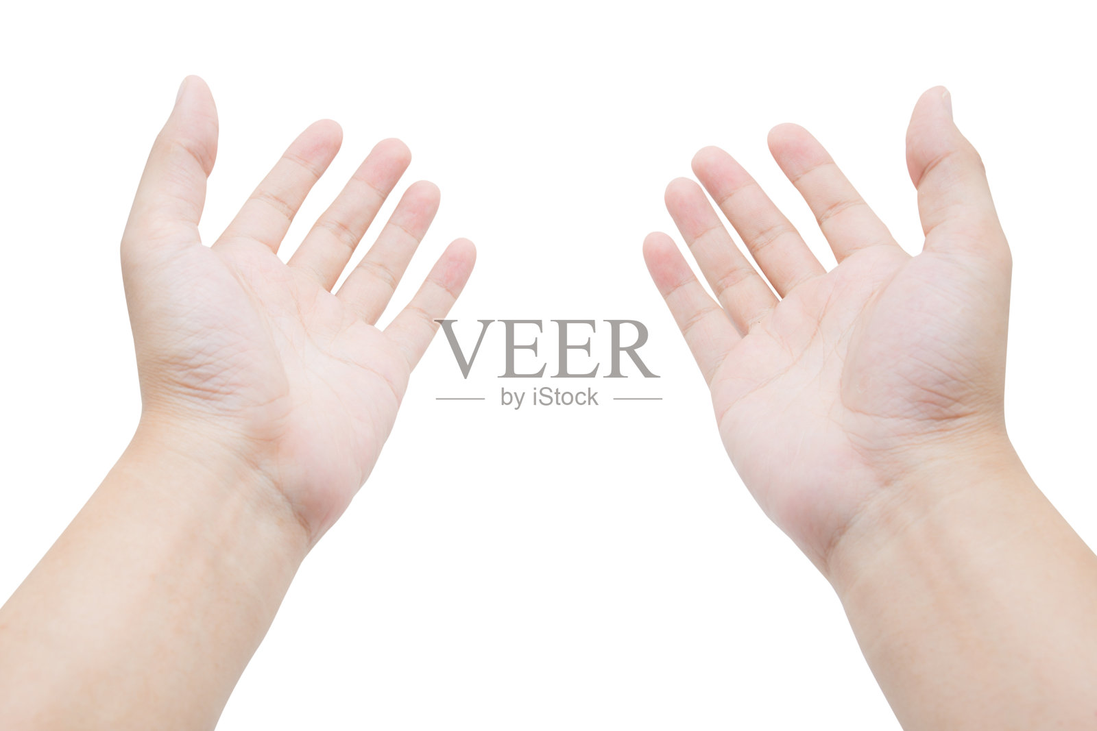 年轻人的手势孤立在白色背景。照片摄影图片