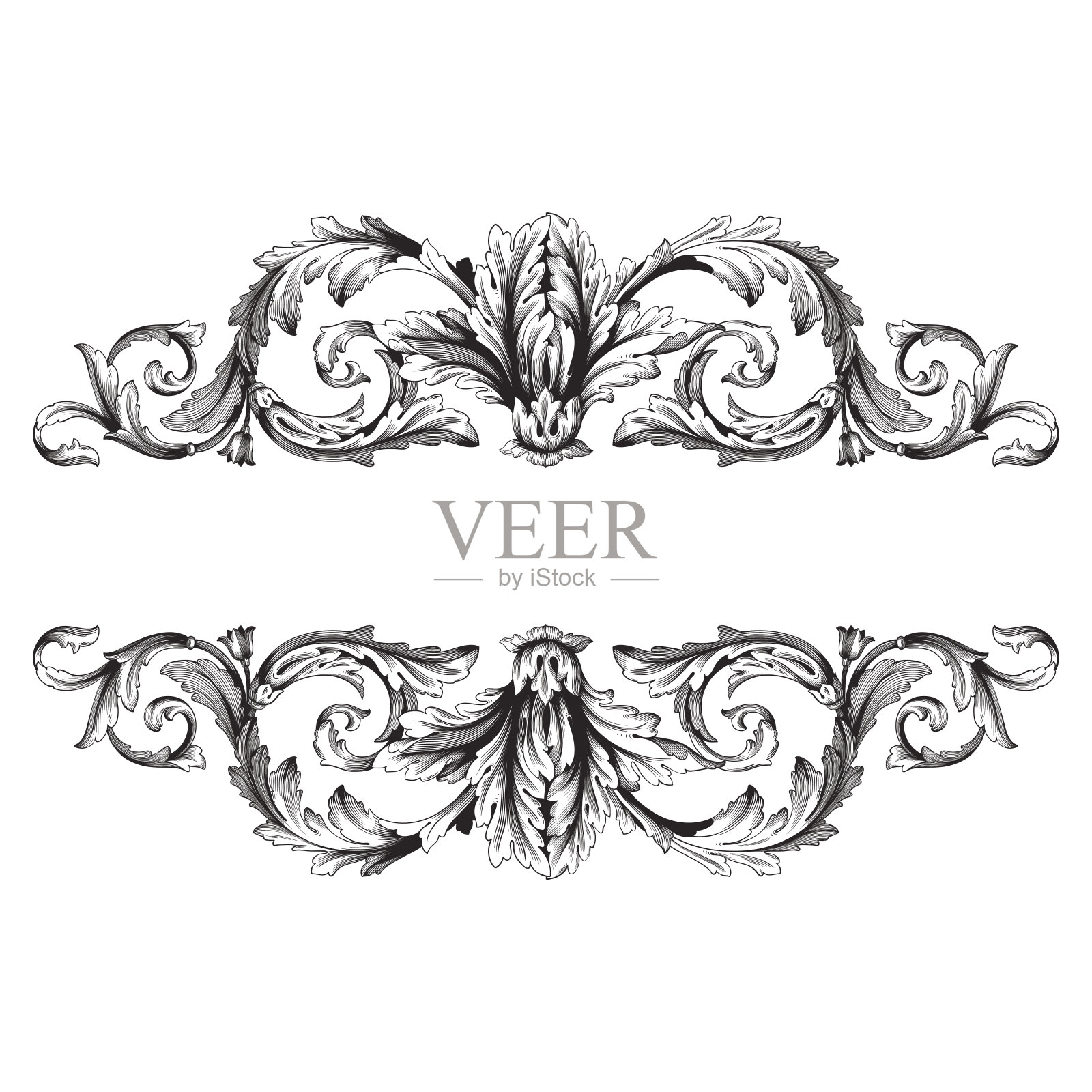 复古巴洛克装饰向量插画图片素材