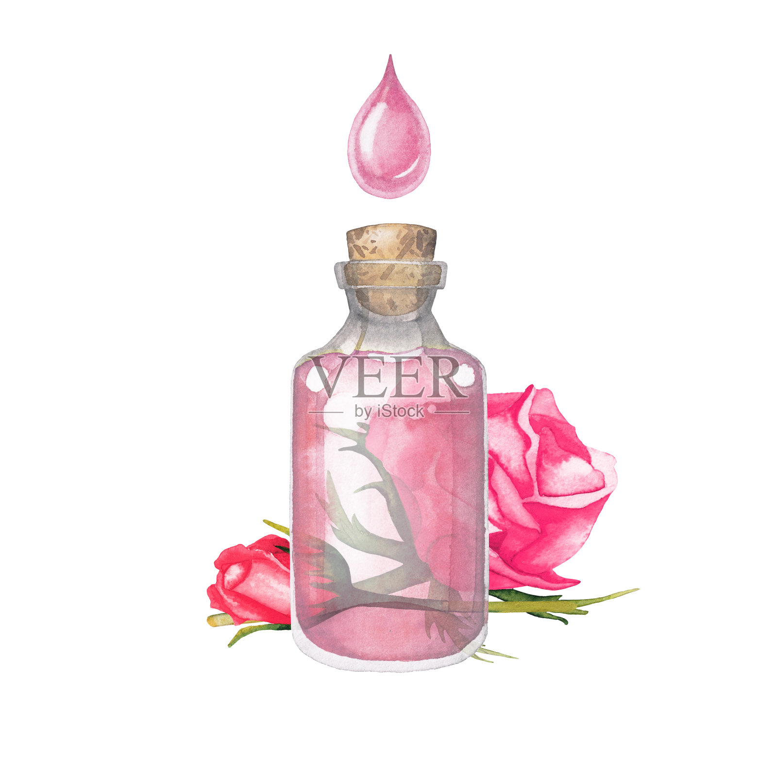 水彩玫瑰油设计元素图片