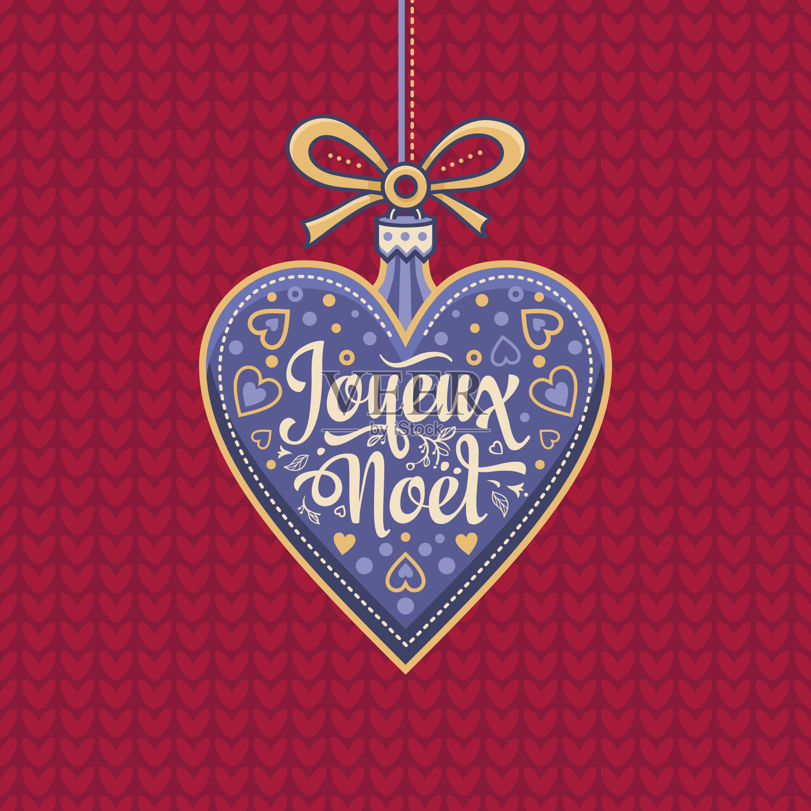 法语圣诞快乐贺卡插画图片素材