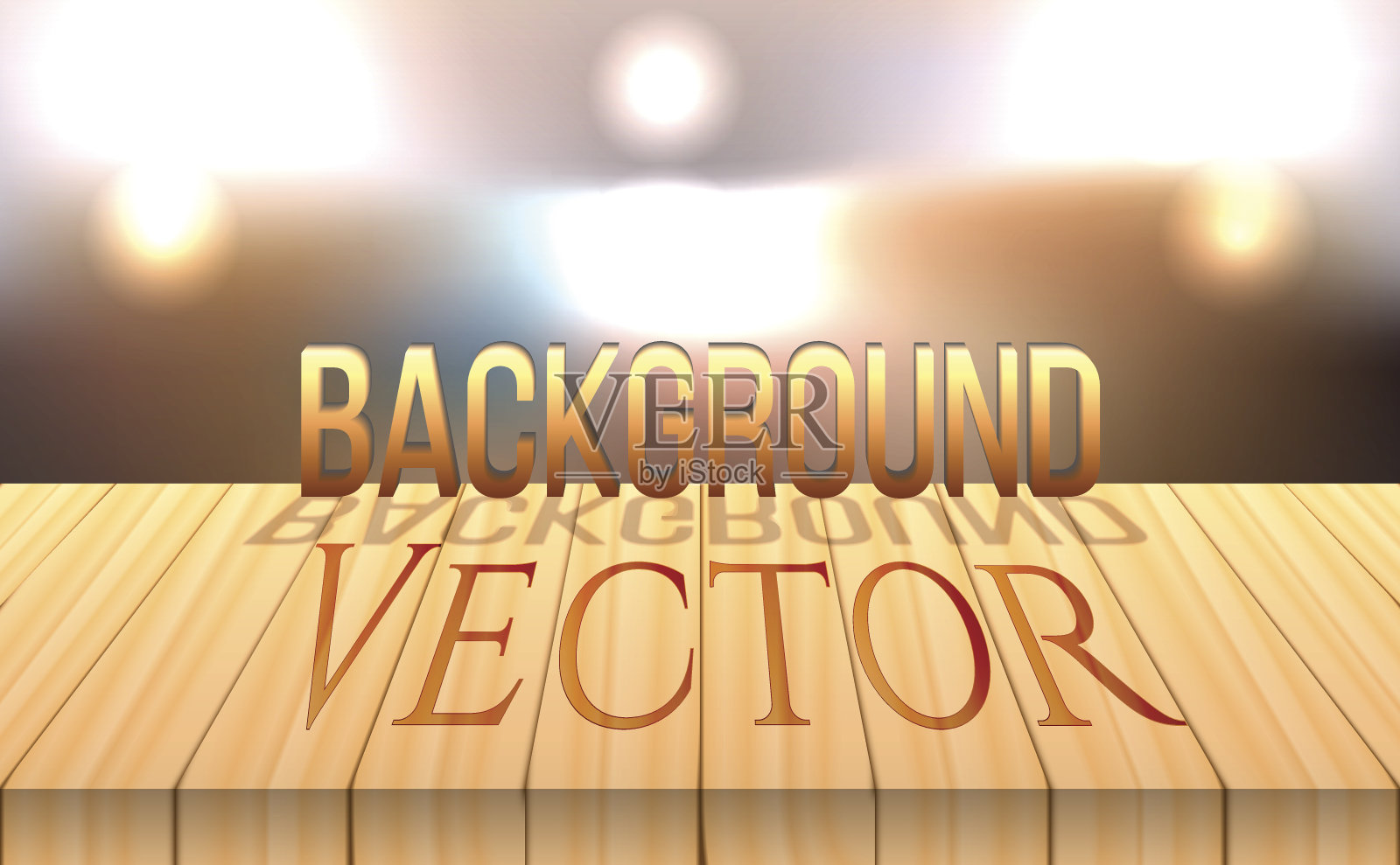 矢量木桌面上的散景抽象背景插画图片素材