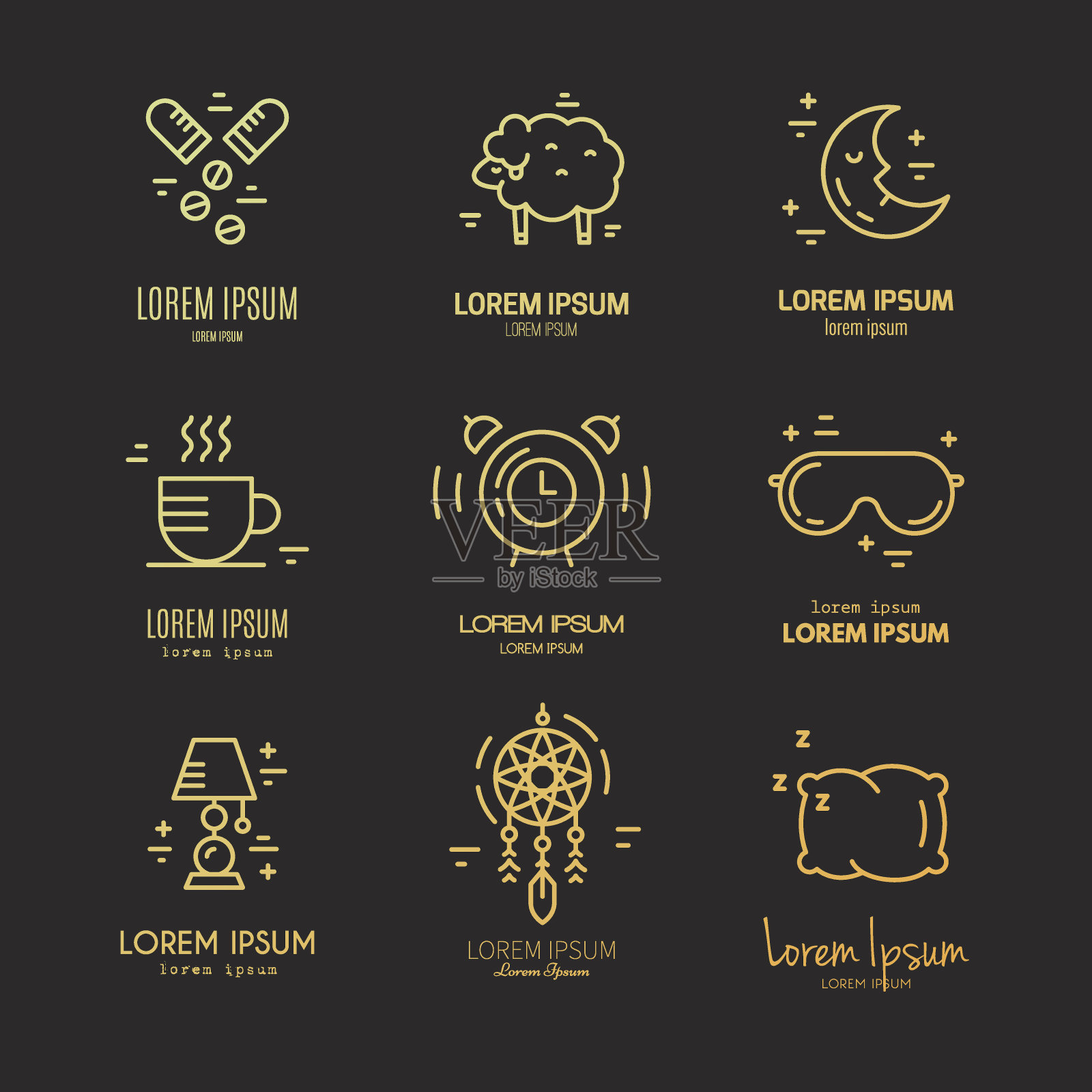 失眠一行图标插画图片素材