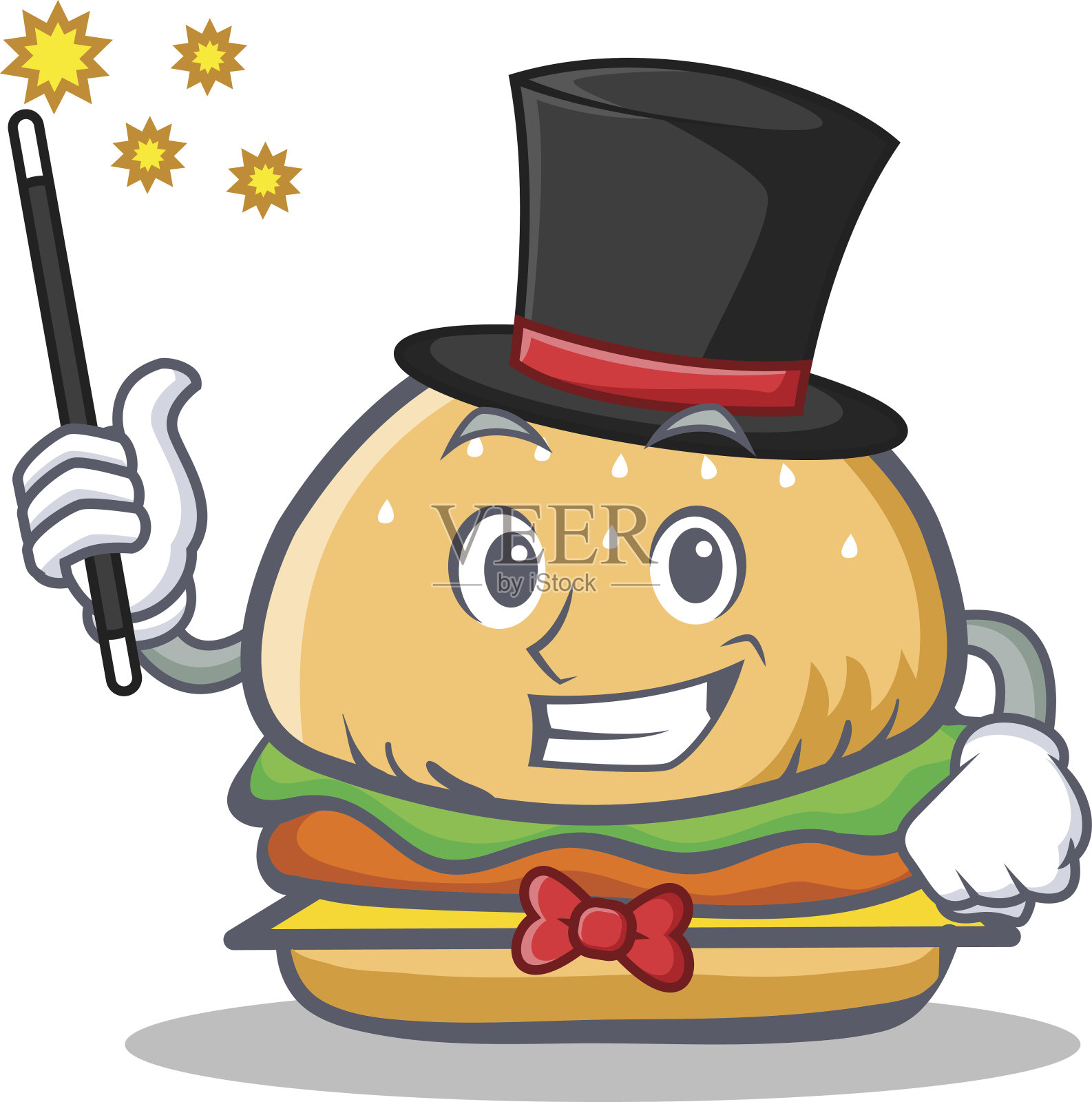 魔术师汉堡人物快餐矢量艺术插画图片素材