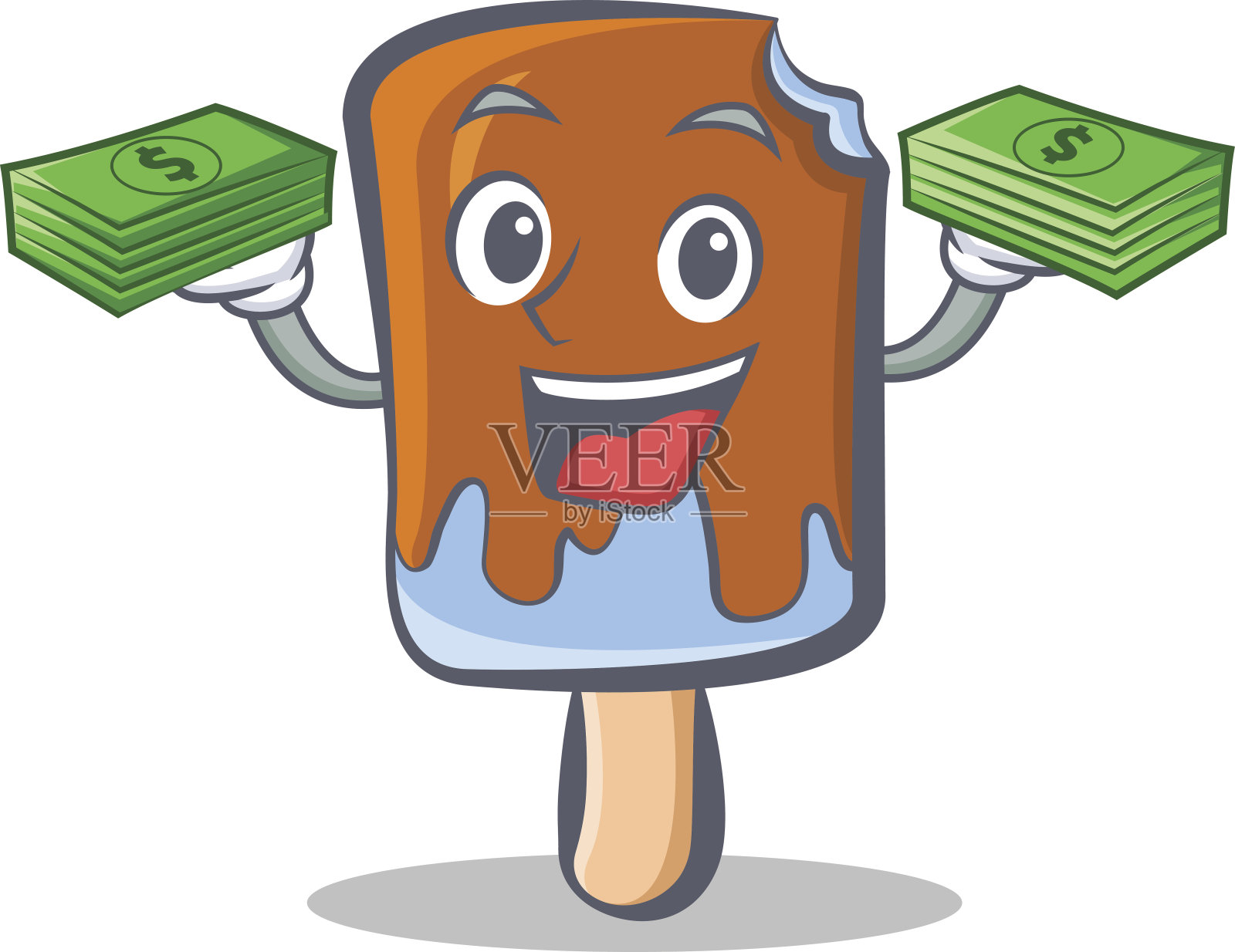 冰淇淋人物卡通与金钱矢量艺术插画图片素材