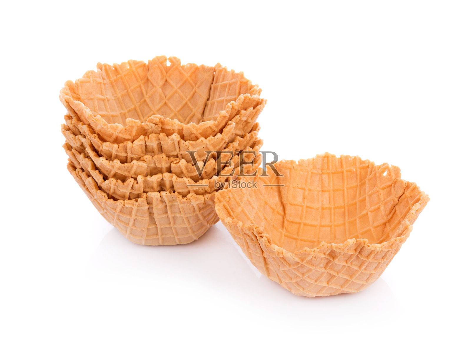 白底华夫饼碗照片摄影图片