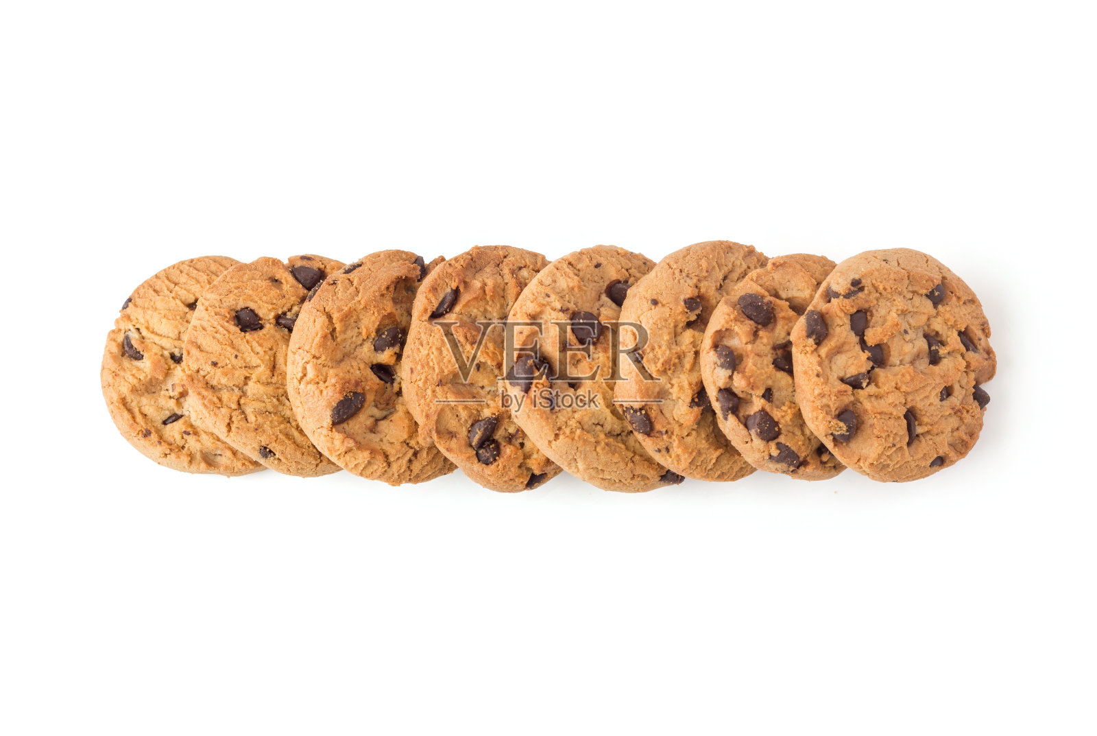 在俯视图中自制的巧克力片饼干照片摄影图片