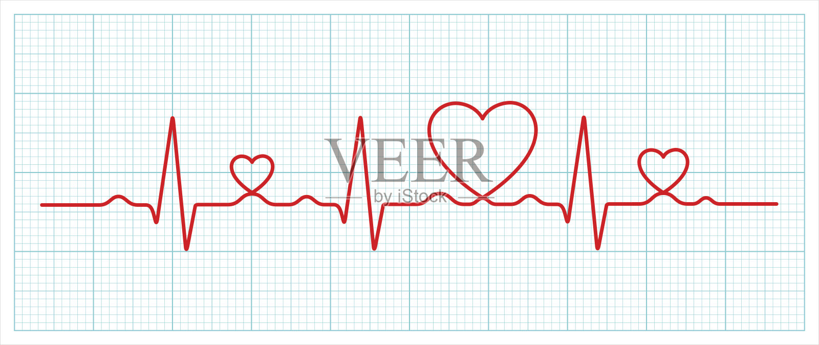 矢量心电图和心脏形态(健康概念)插画图片素材