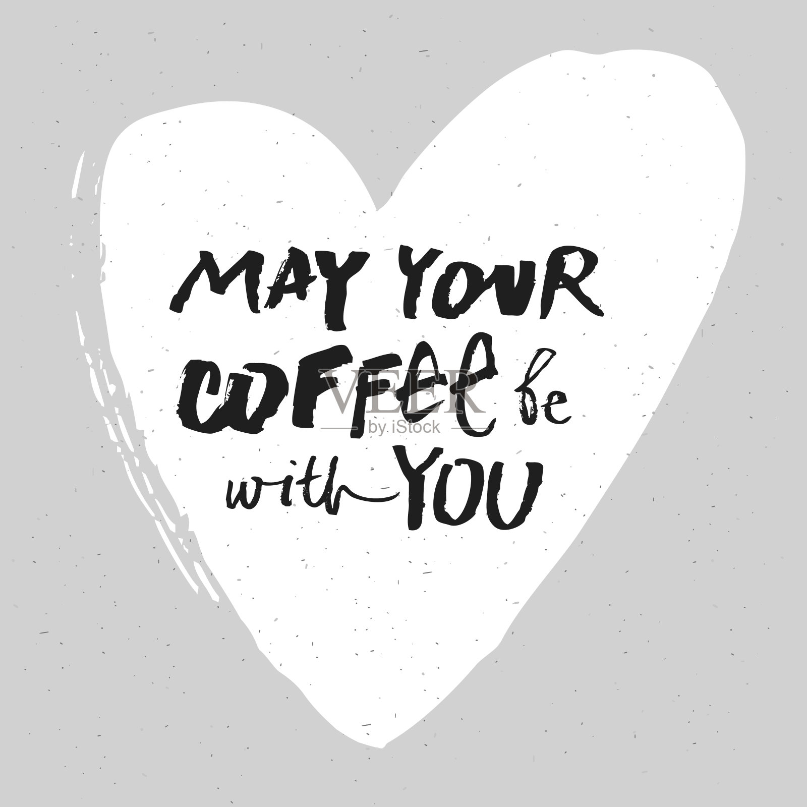 上面写着“愿你的咖啡与你同在”。插画图片素材