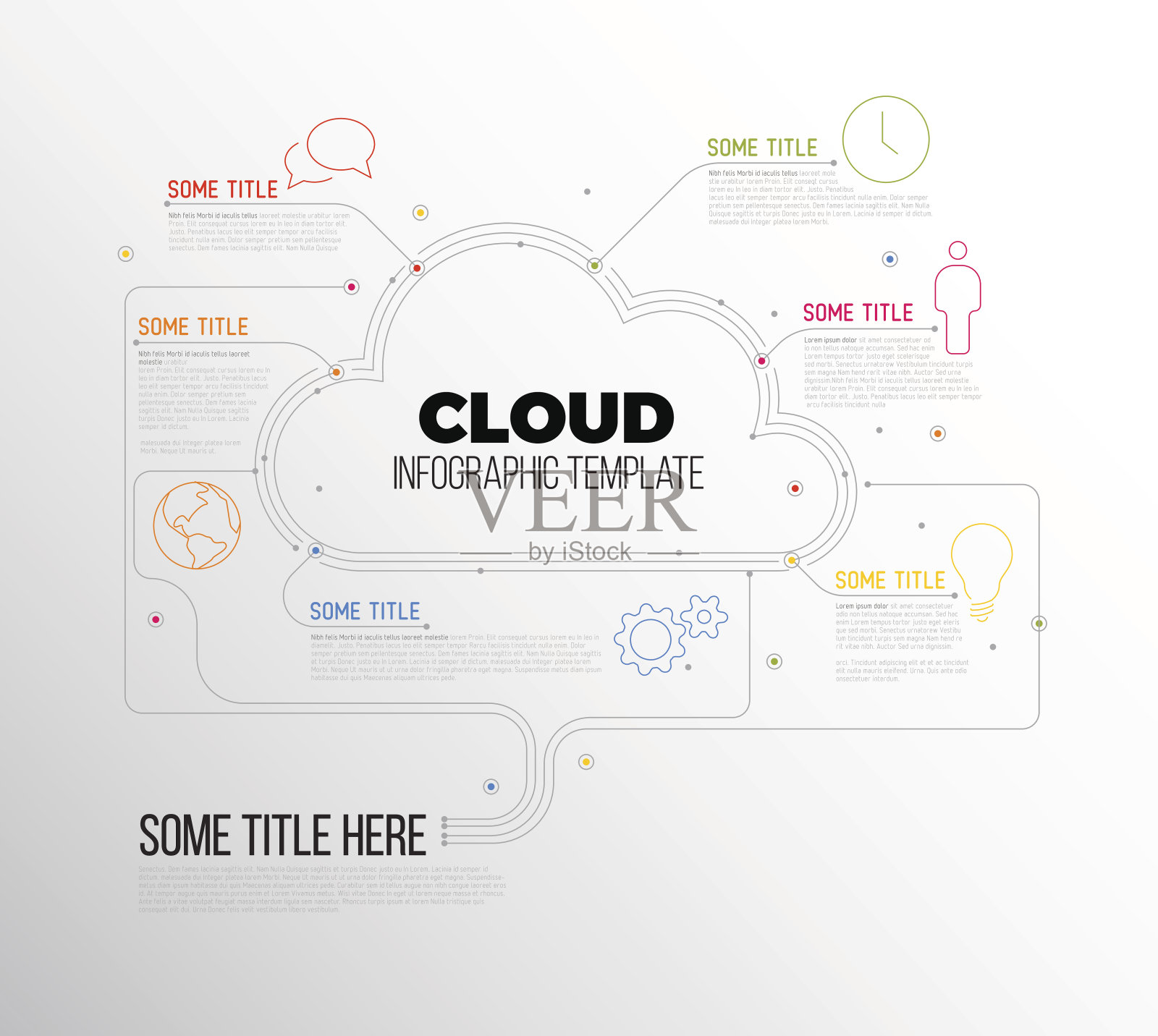 云存储-矢量信息图表报告模板插画图片素材