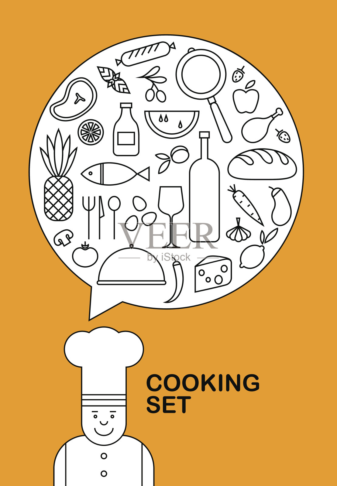 烹饪集插画图片素材