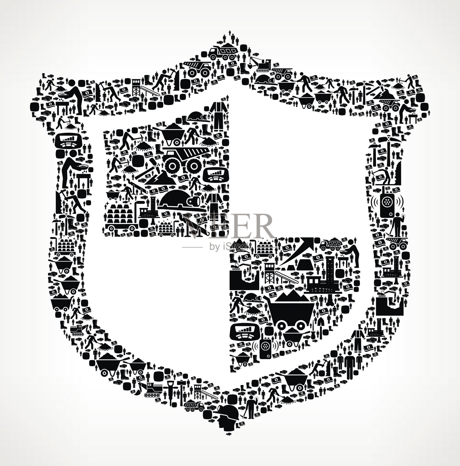 盾矿业矢量图标模式插画图片素材