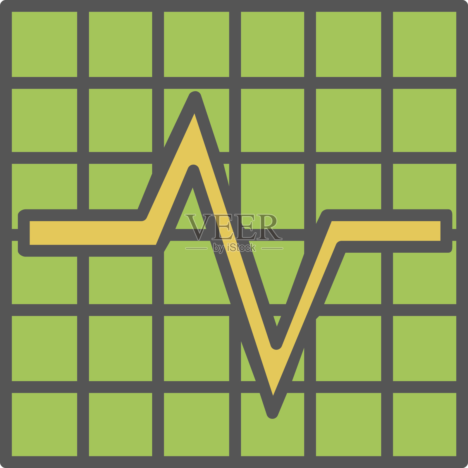 心电图颜色图标。孤立的矢量插图上的白色背景。图标素材