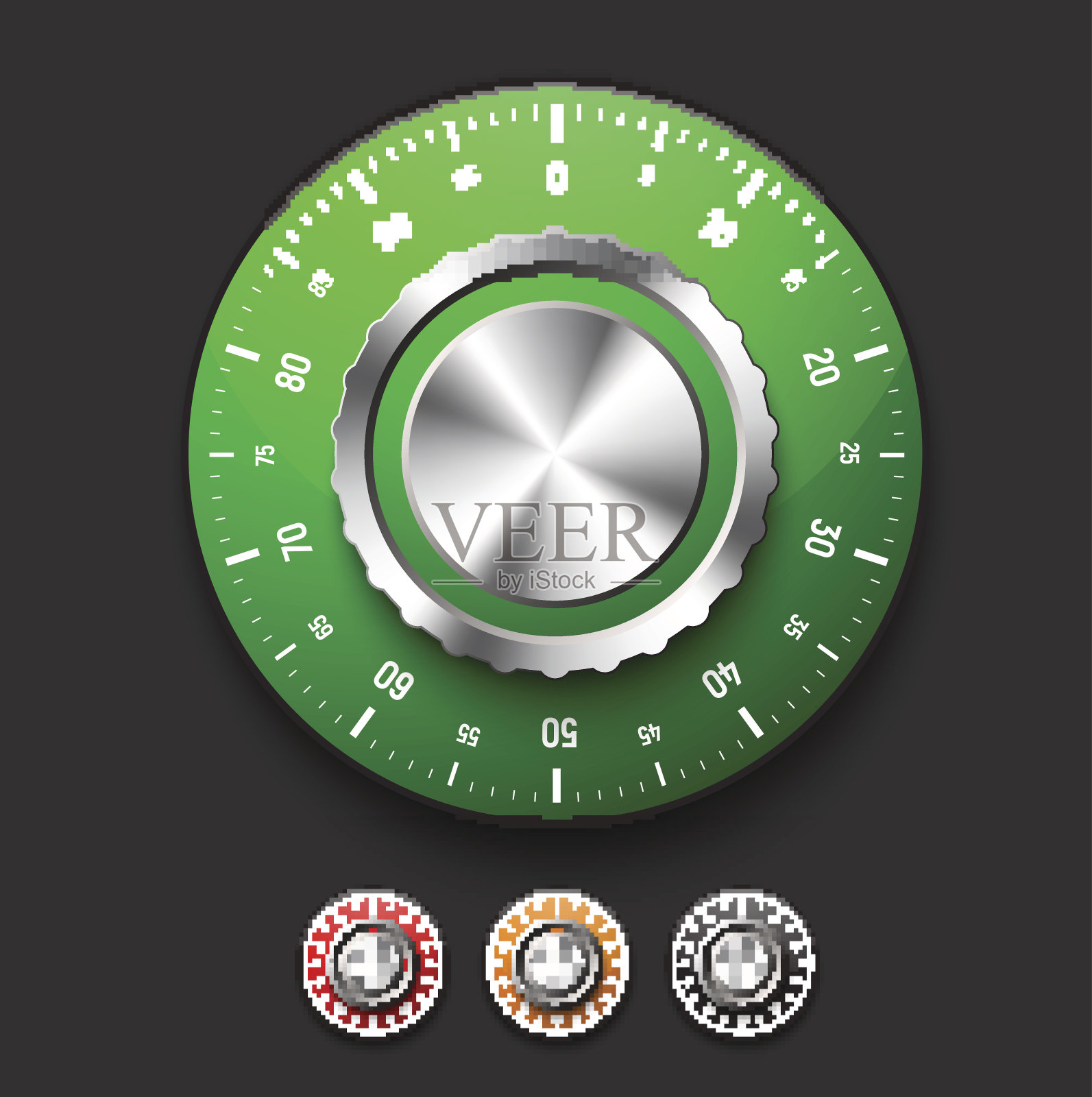 一套逼真的锁从保险箱与不同颜色的拨号设计元素图片