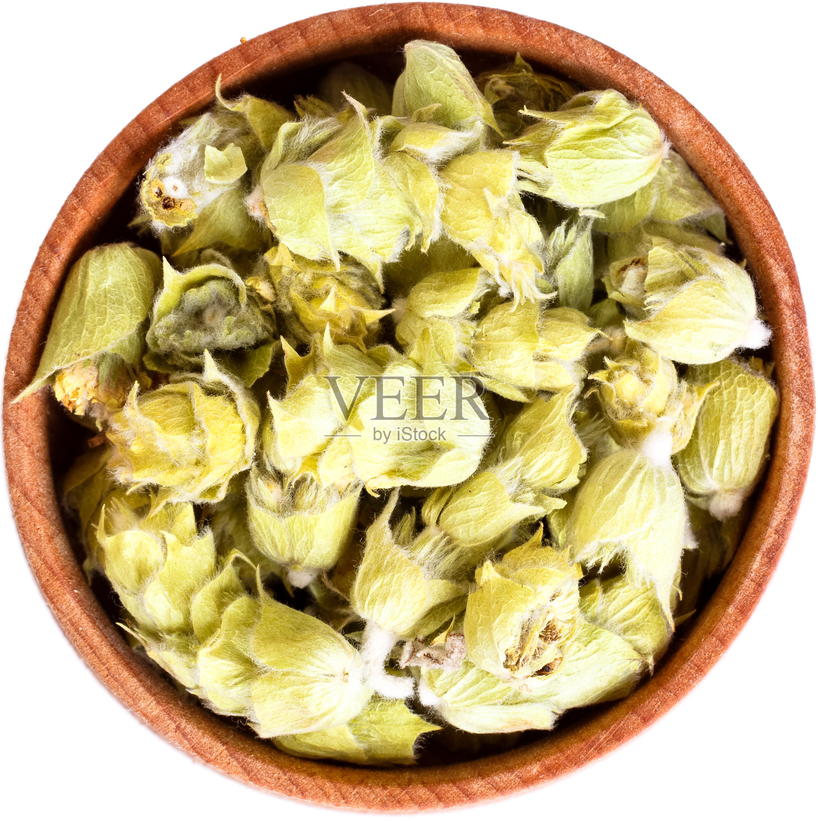 柠檬草在一个小木弓上孤立白色照片摄影图片