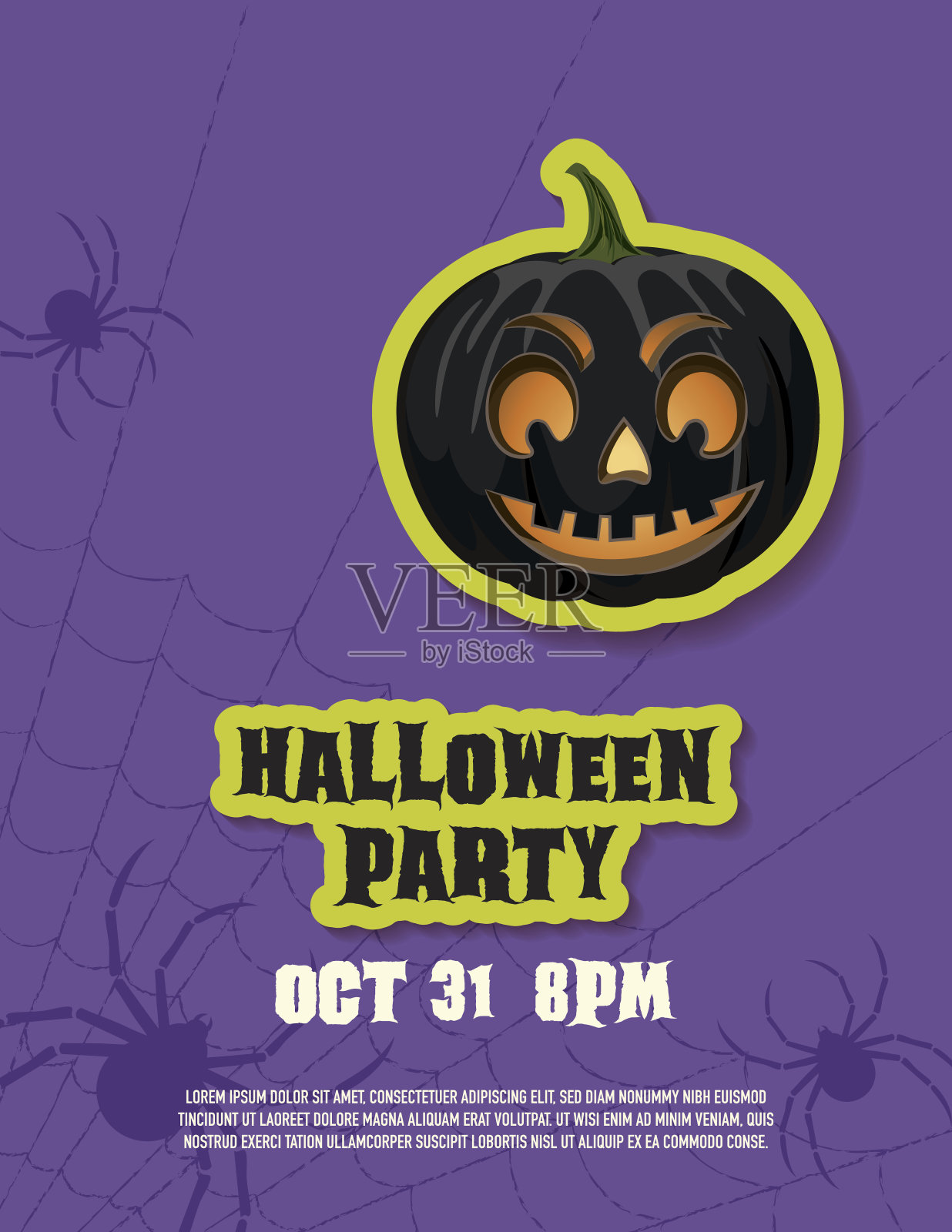 紫色万圣节派对插画图片素材