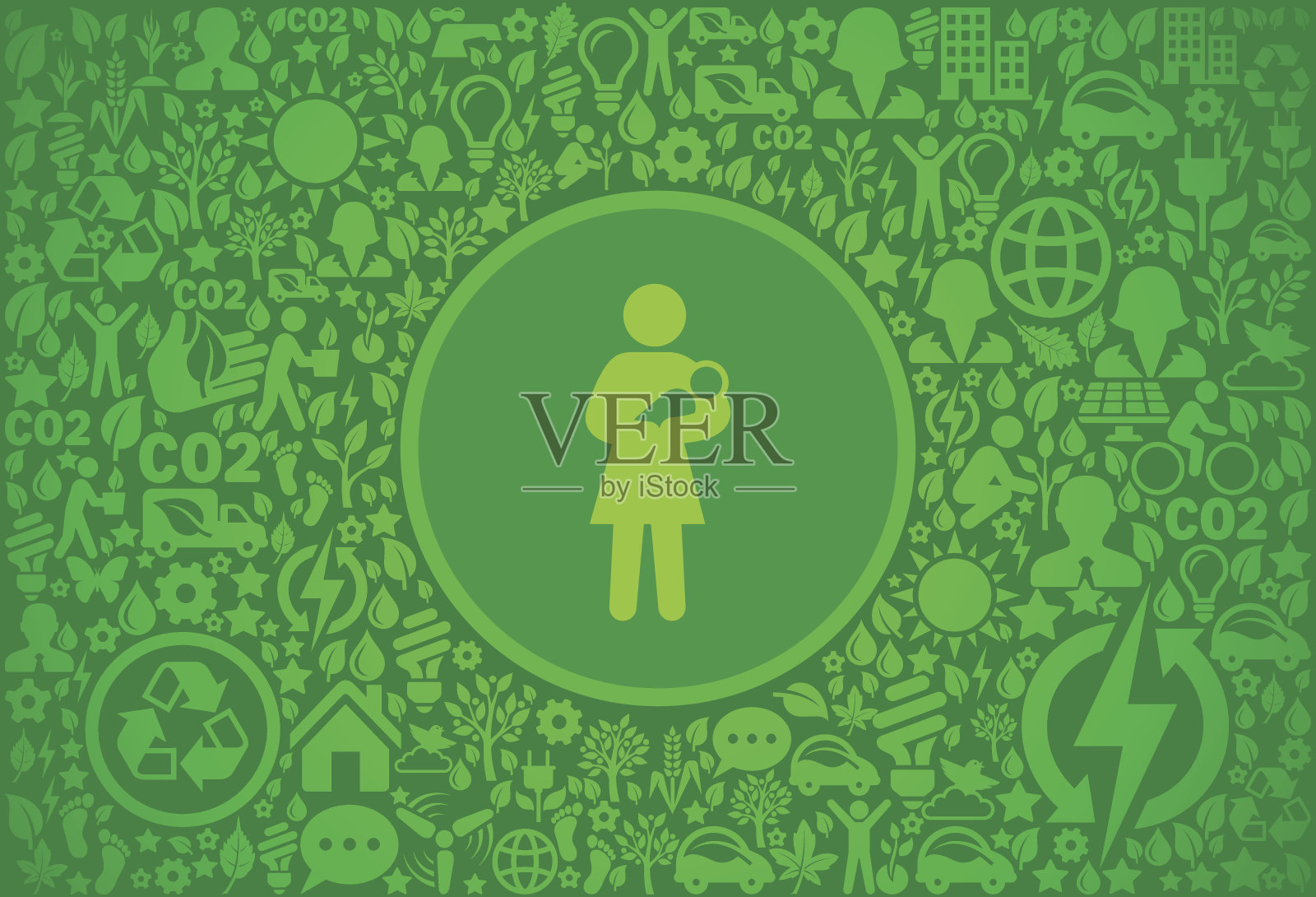 母亲抱婴儿环境绿色矢量图标模式插画图片素材