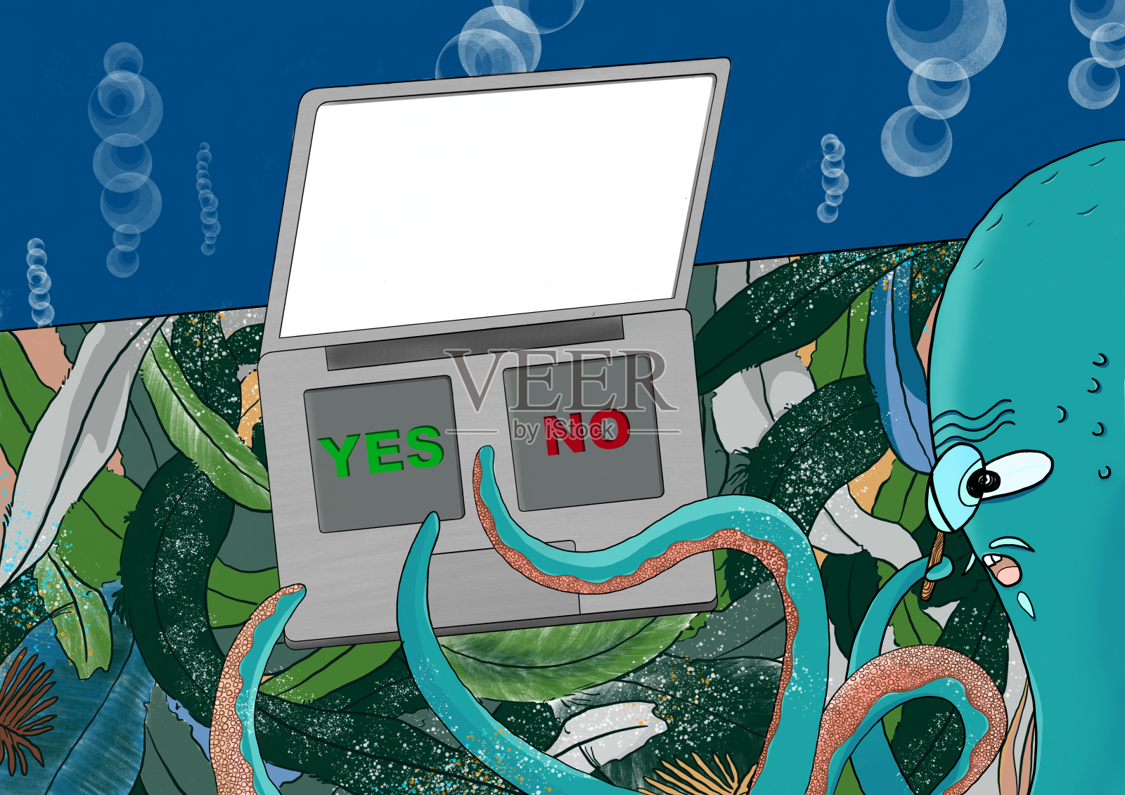 章鱼选择插画图片素材