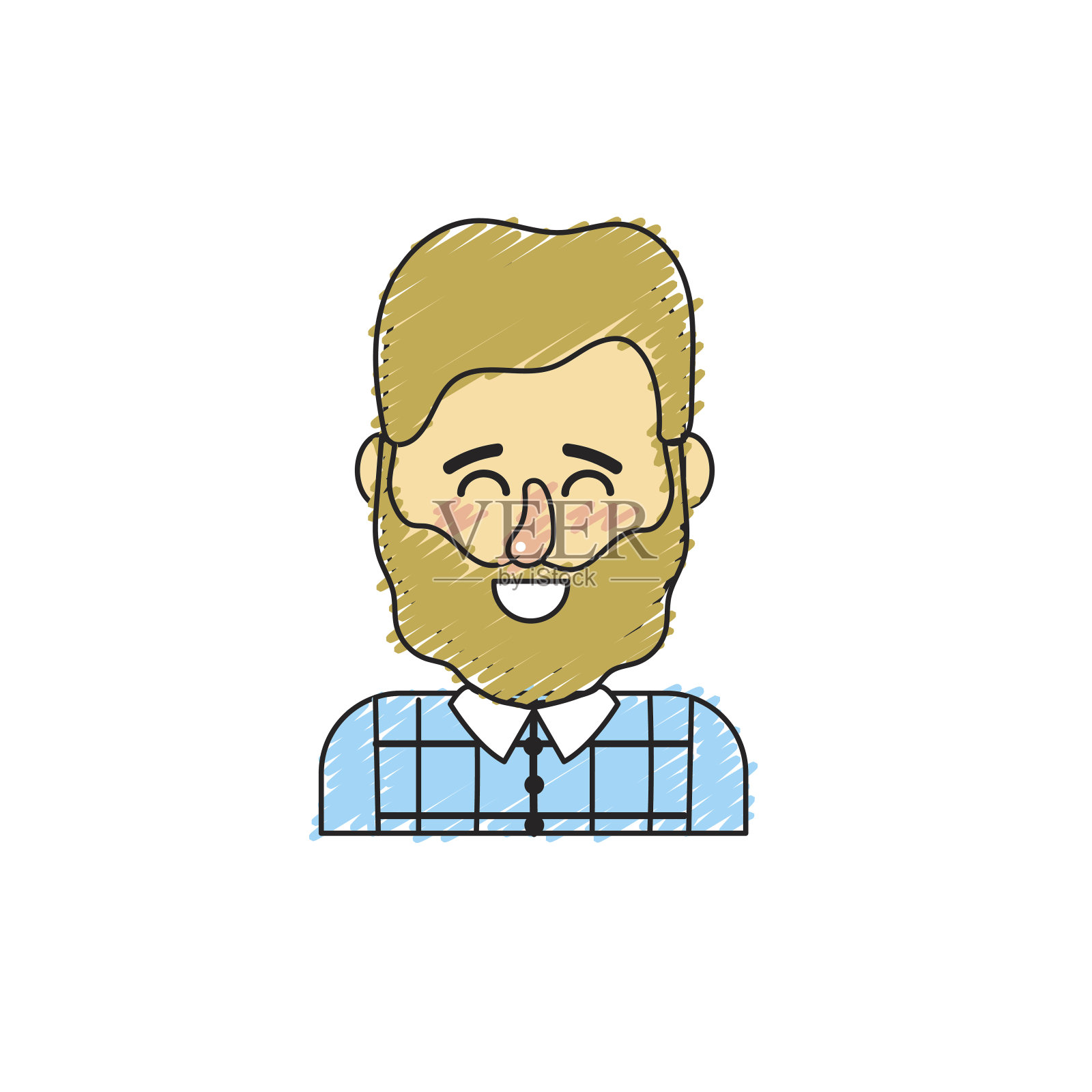 可爱的男人与发型设计和衬衫插画图片素材