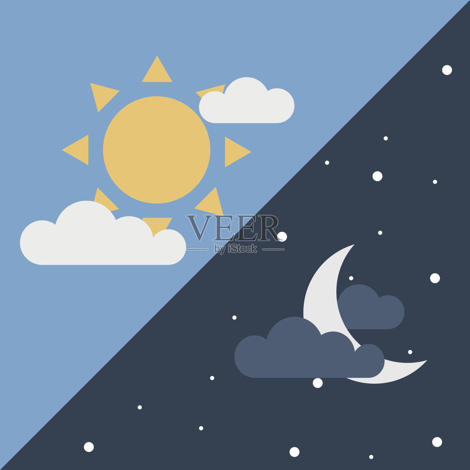 白天和黑夜矢量图插画图片素材