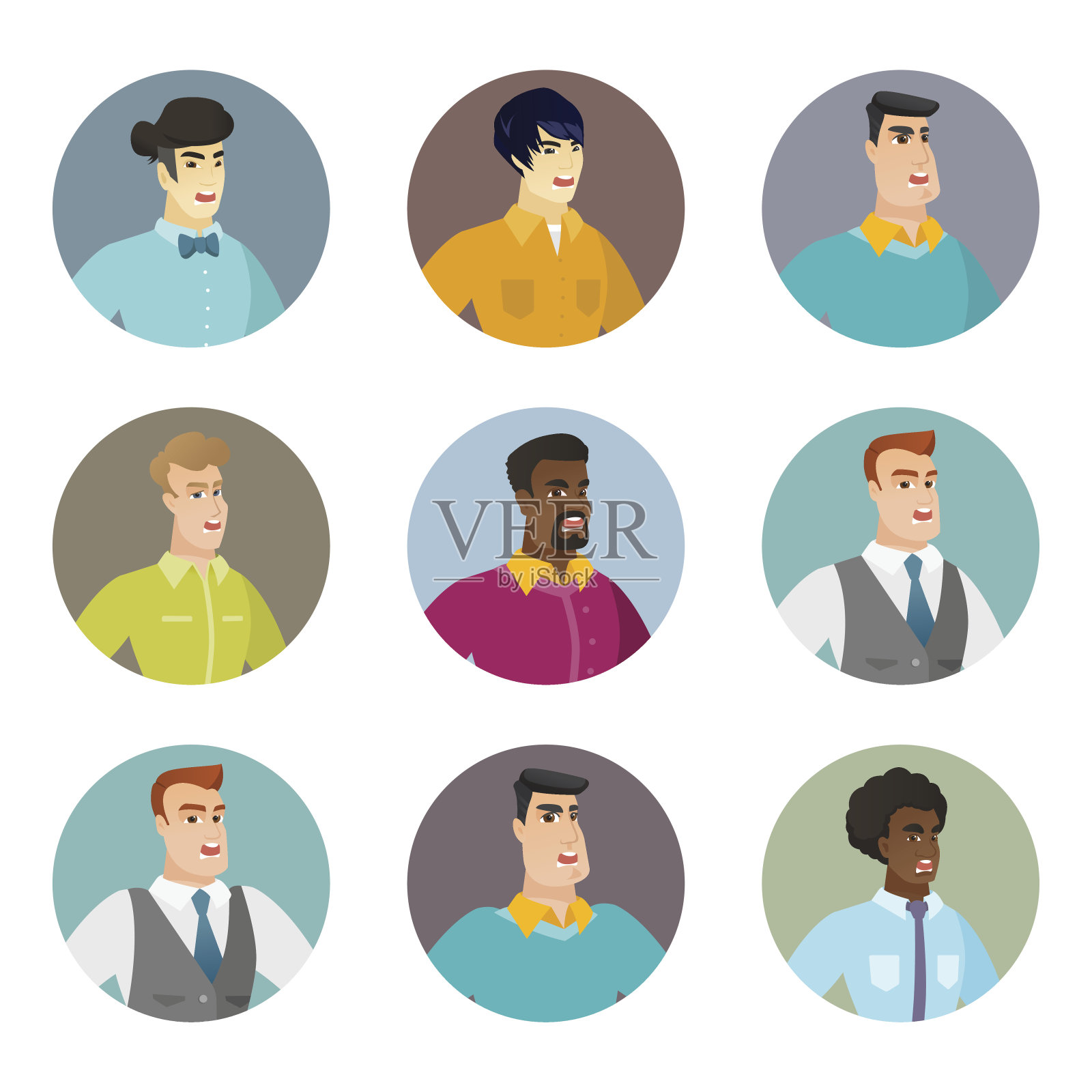 圆中业务字符的向量集插画图片素材