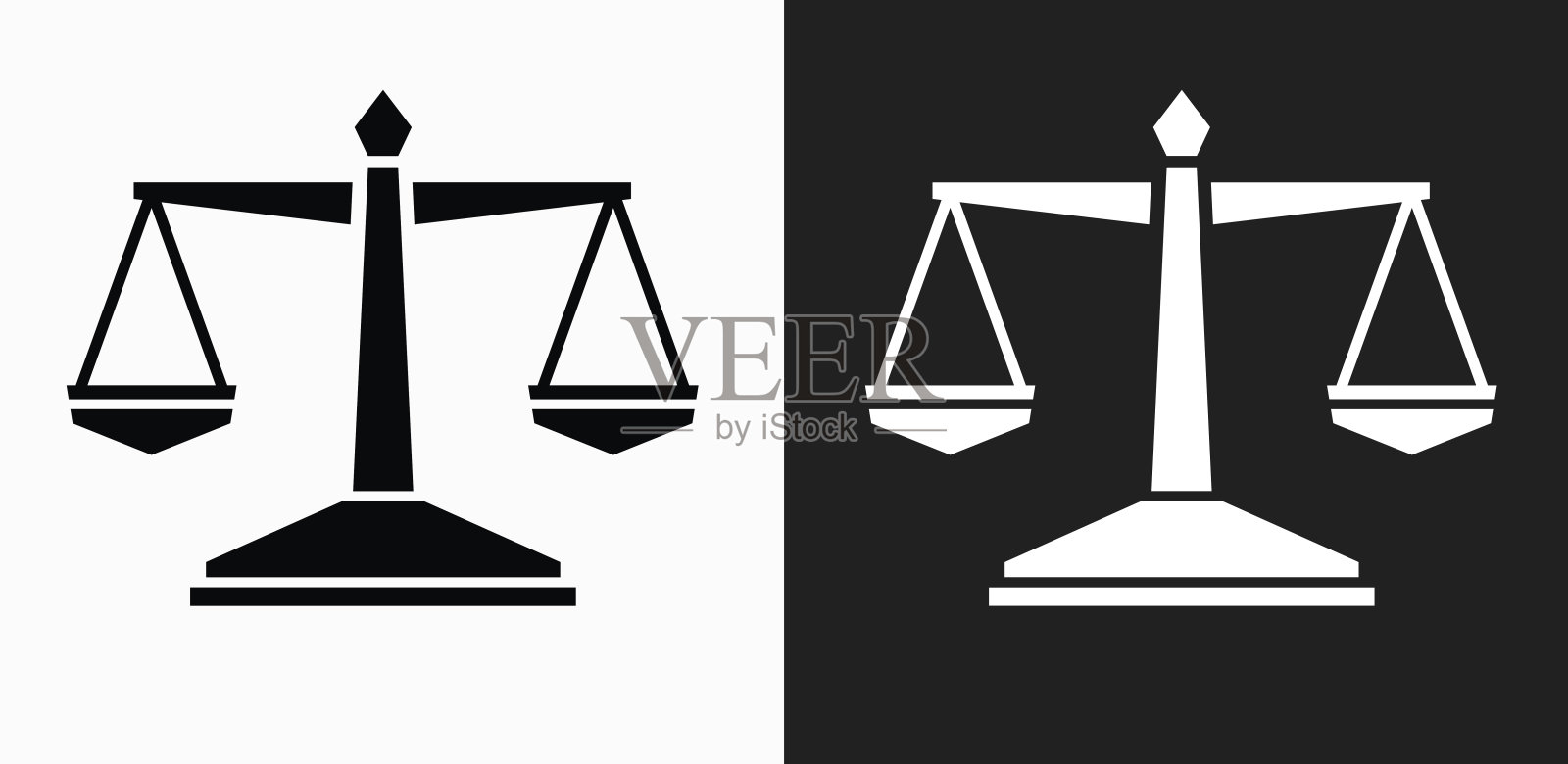 公正平衡图标在黑色和白色矢量背景插画图片素材