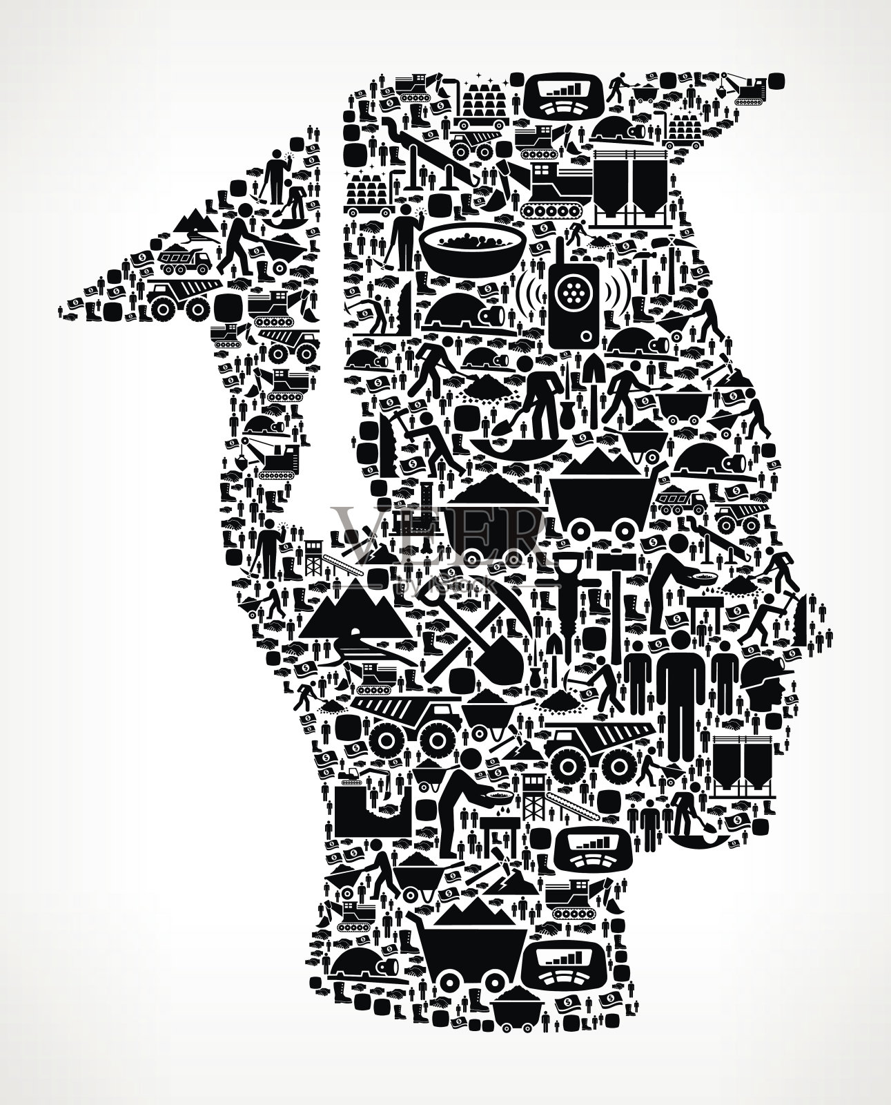 毕业面和帽子采矿业矢量图标模式插画图片素材