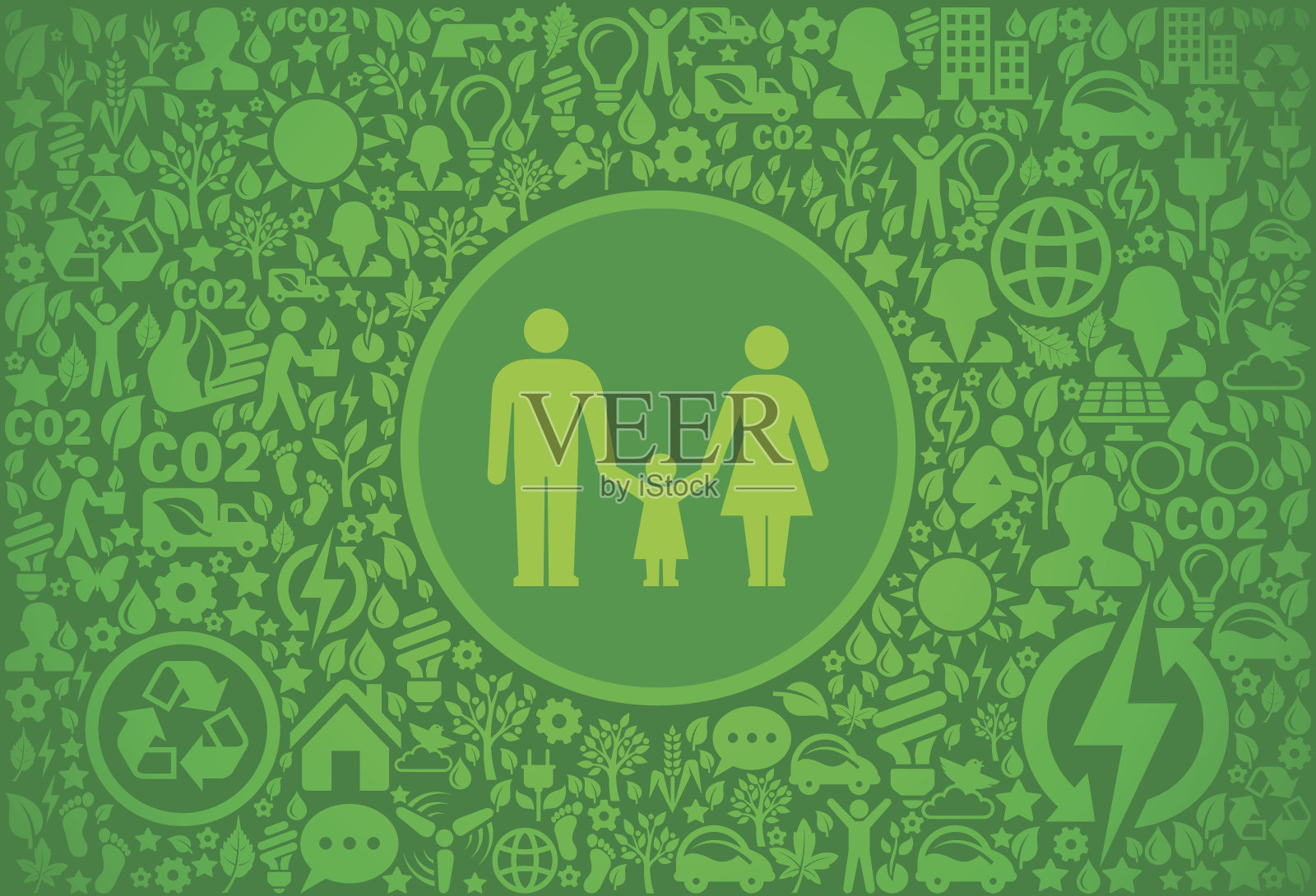 父母和女儿环境绿色矢量图标模式插画图片素材