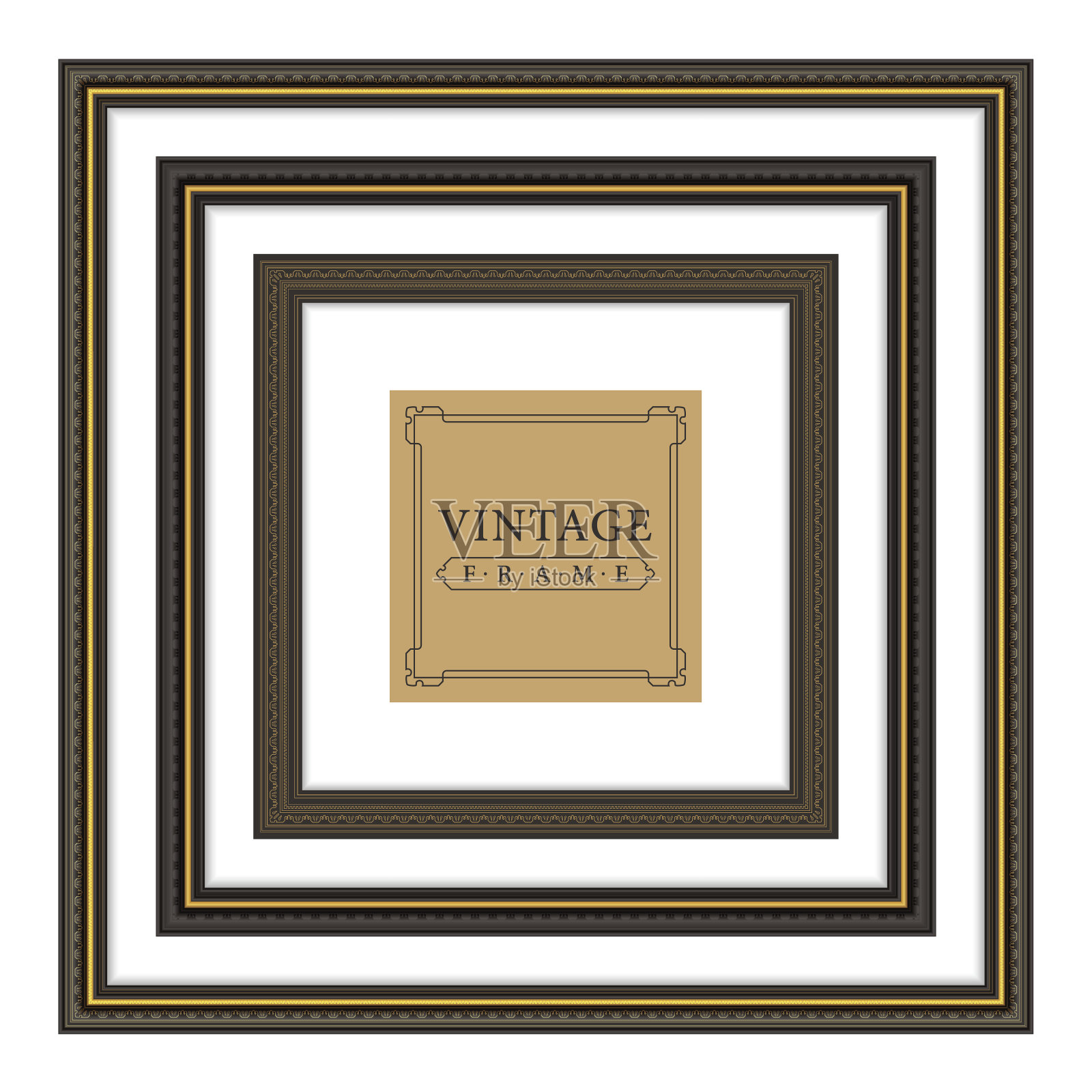 框架黑色方块，复古向量设计元素图片