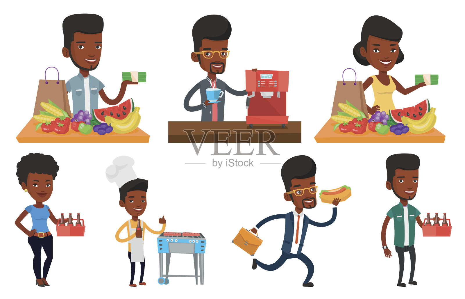 向量集人吃喝插画图片素材