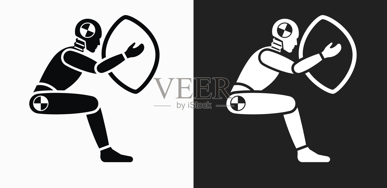 安全气囊测试图标在黑白矢量背景插画图片素材