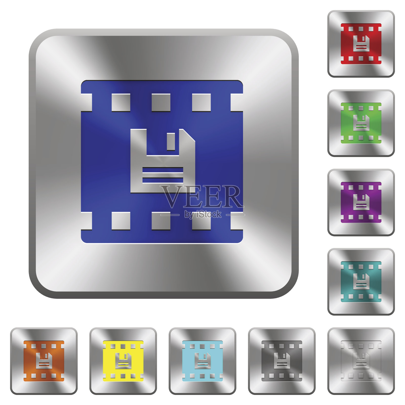 保存影片圆角方钢按钮插画图片素材