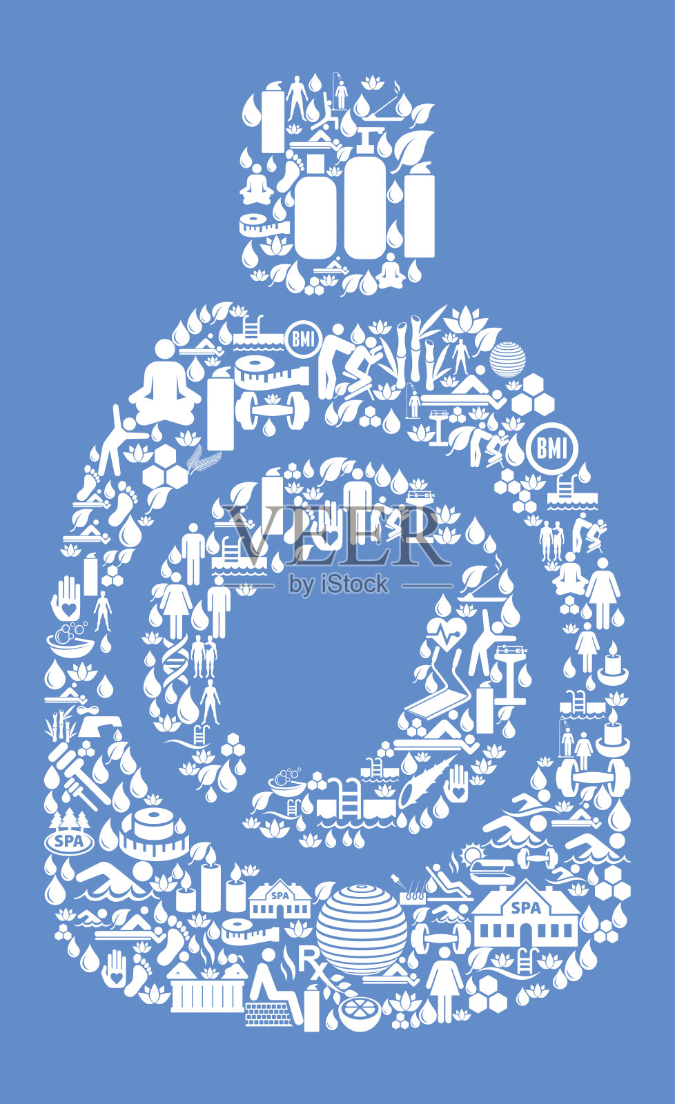 环境清洁剂健康和健康图标设置蓝色背景插画图片素材