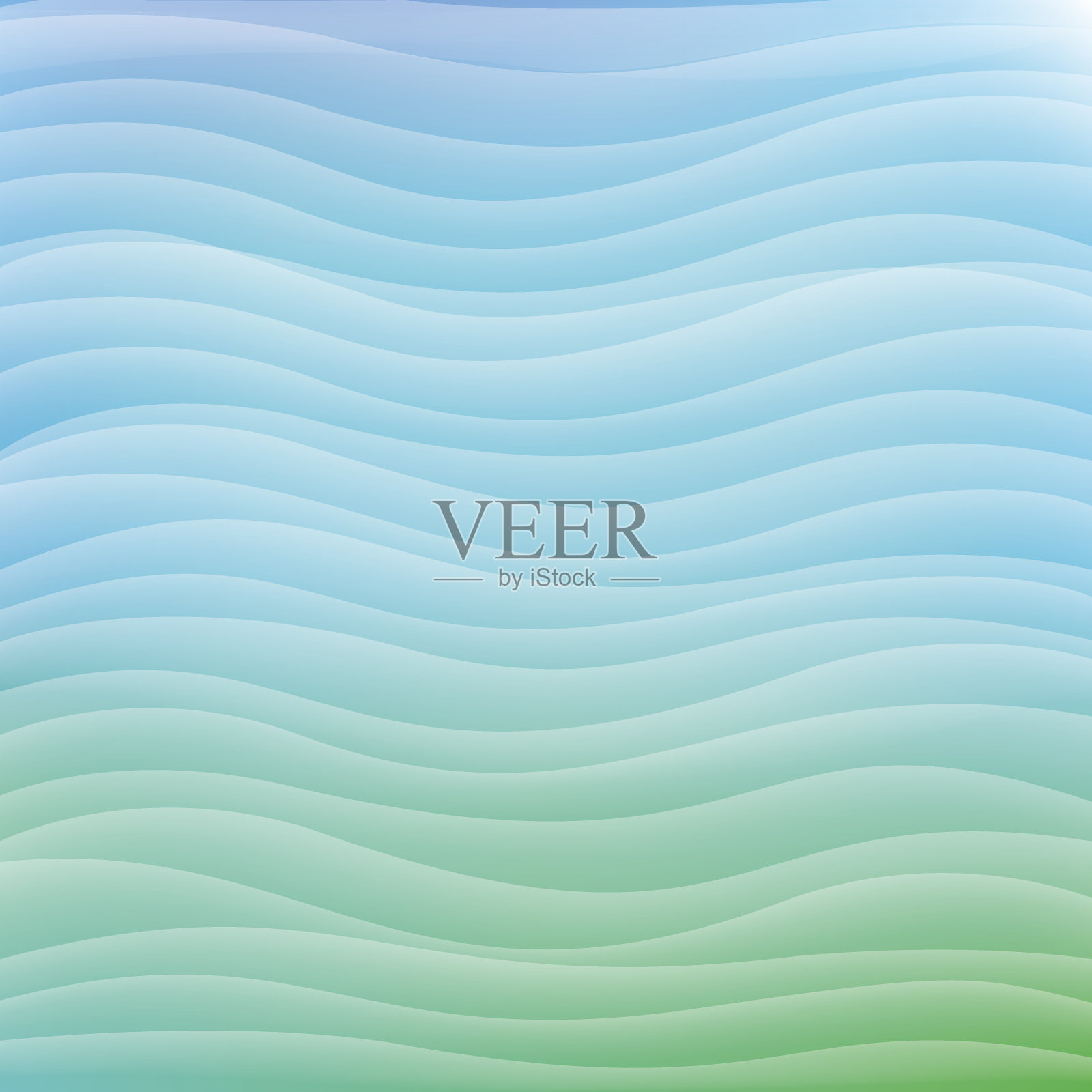 方形波浪抽象背景-明亮的绿色，蓝色插画图片素材