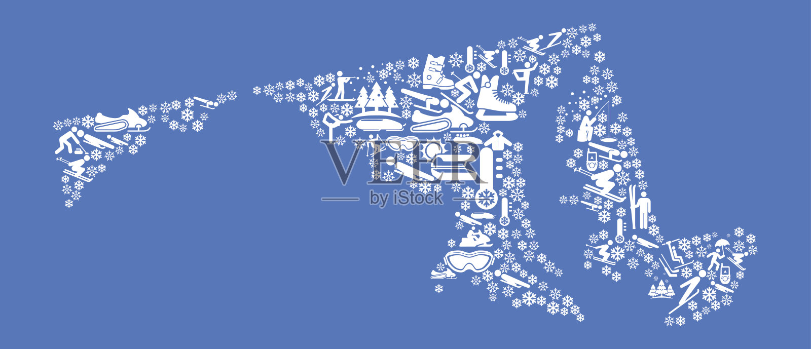 马里兰冬季运动乐趣矢量图形插画图片素材
