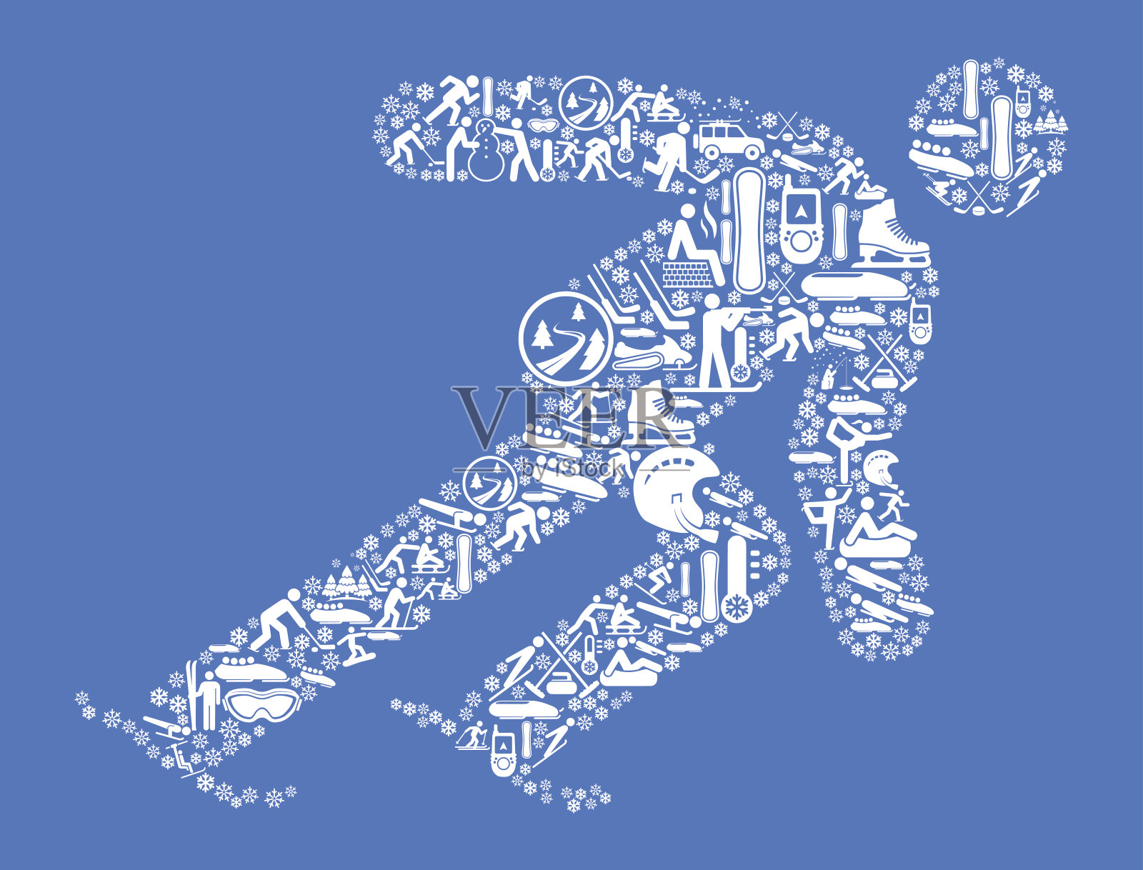 滑冰冬季运动有趣插画图片素材