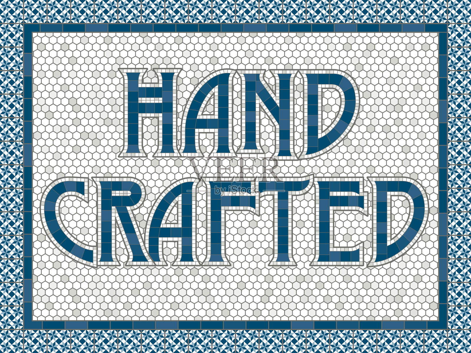 复古马赛克瓷砖手工制作的信息插画图片素材