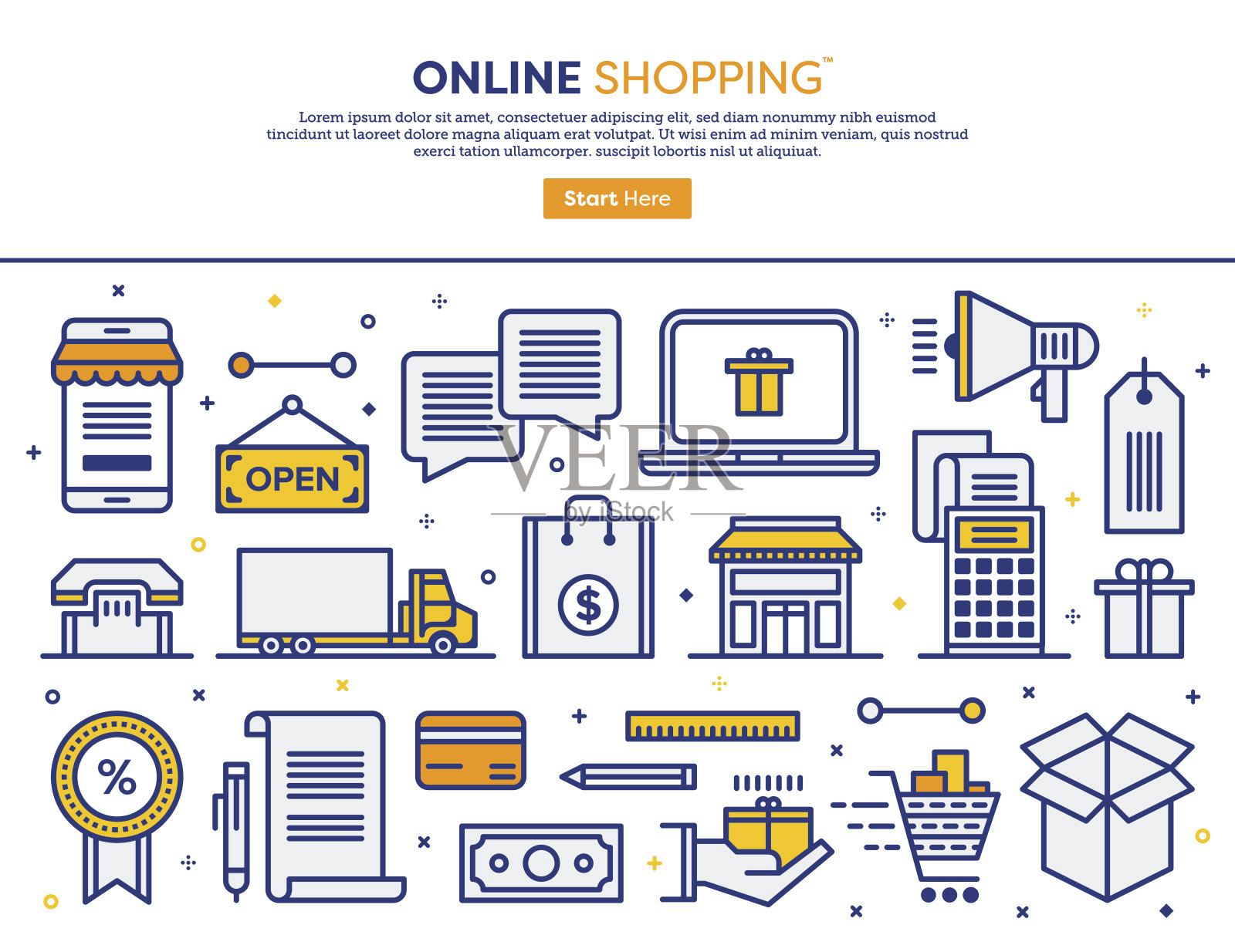 网上购物的概念插画图片素材