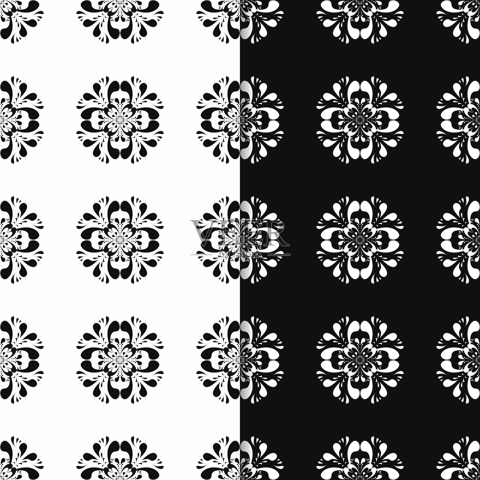 观赏无缝模式。黑色和白色插画图片素材