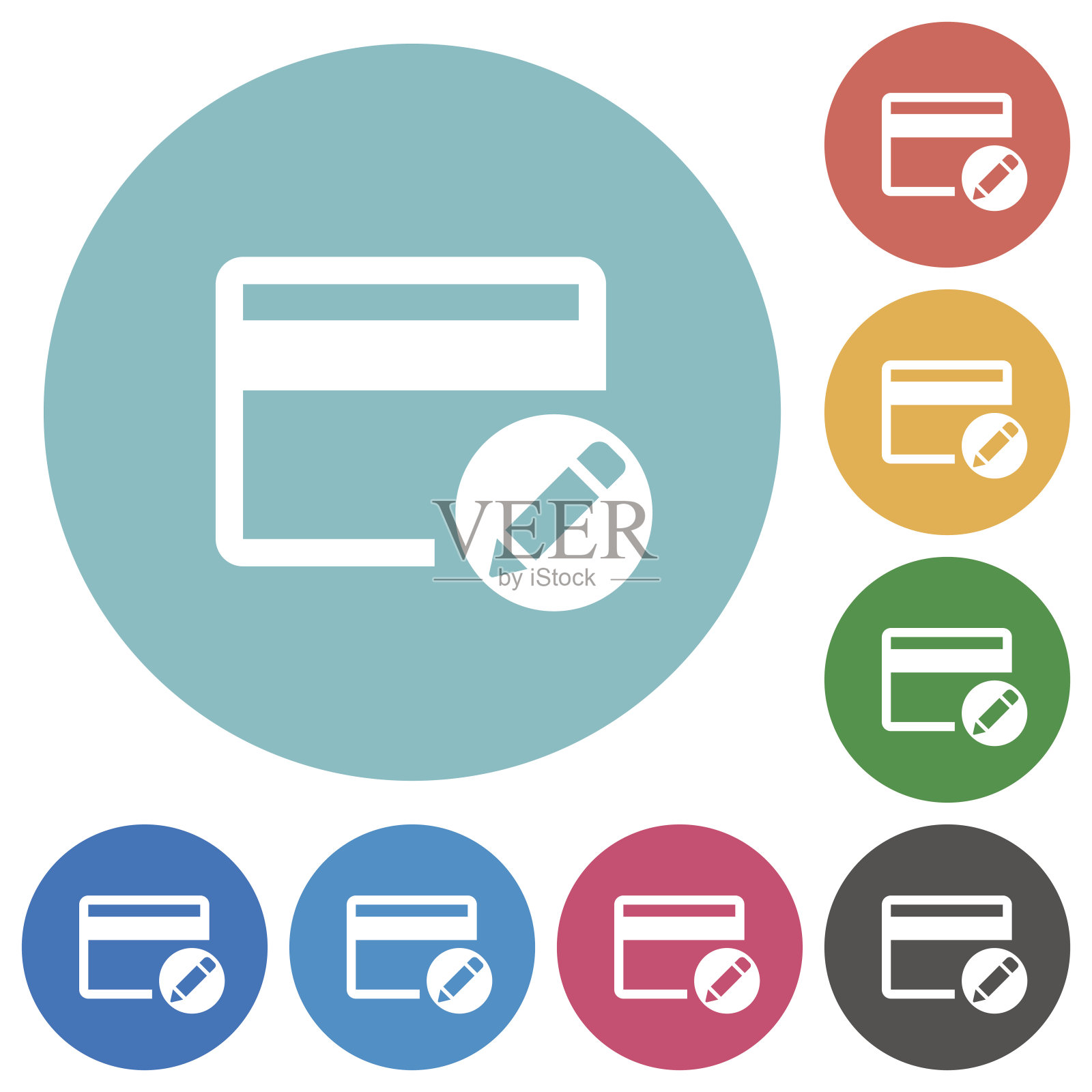 重命名信用卡扁平圆形图标图标素材