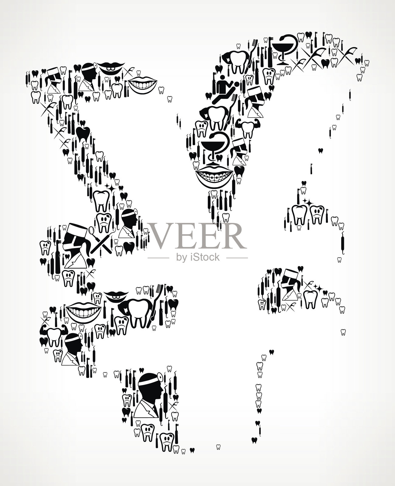 日元标志牙医和牙科矢量图标模式设计元素图片