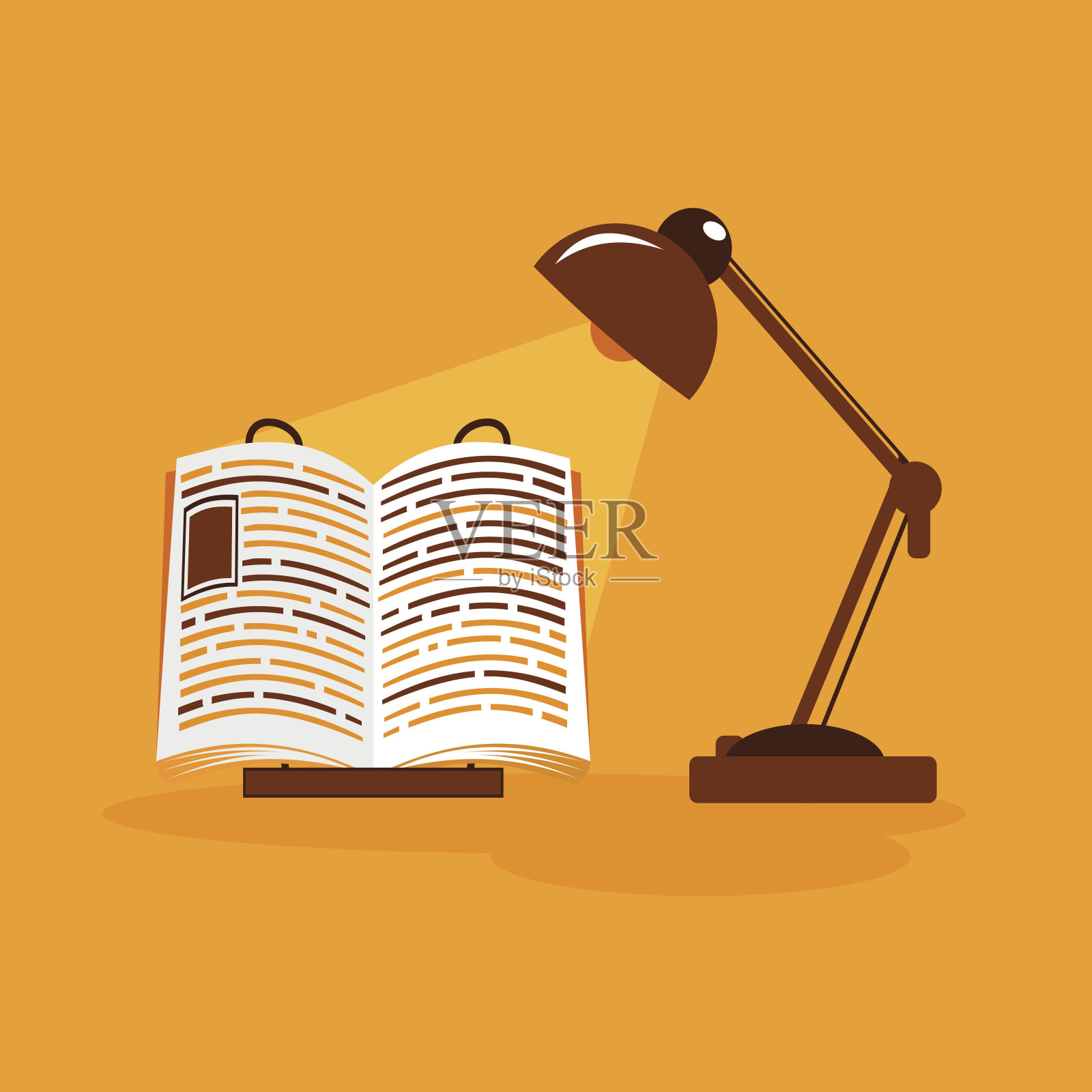 平面插图与书灯插画图片素材