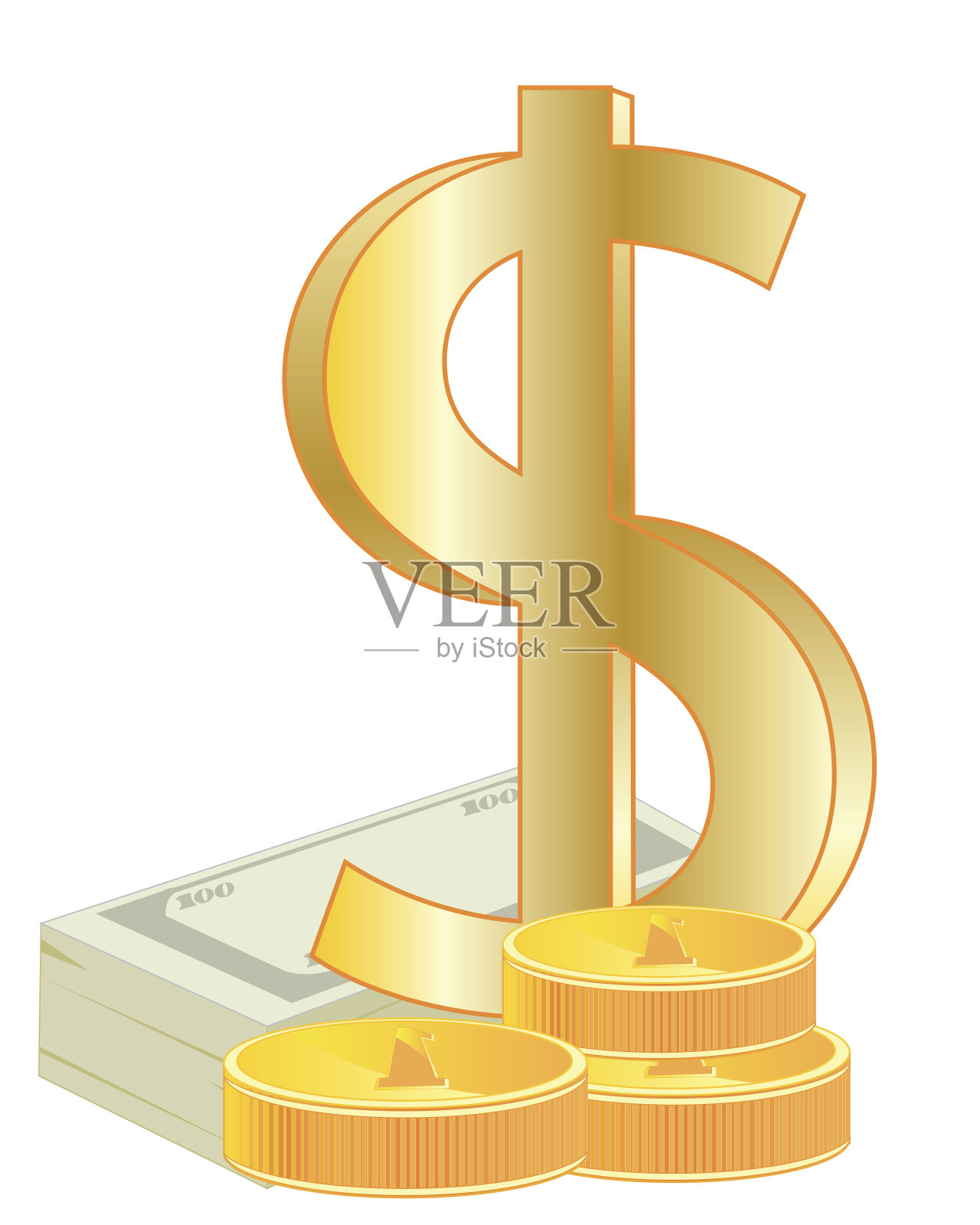 符号美元和硬币设计元素图片